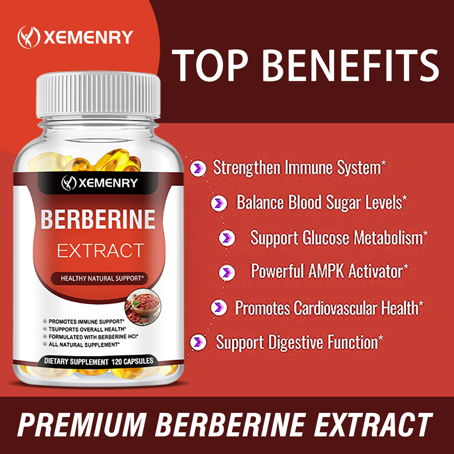 Berberine Extract 1800mg -Anti-inflammatory,Healthy Cholesterol,For Heart Health