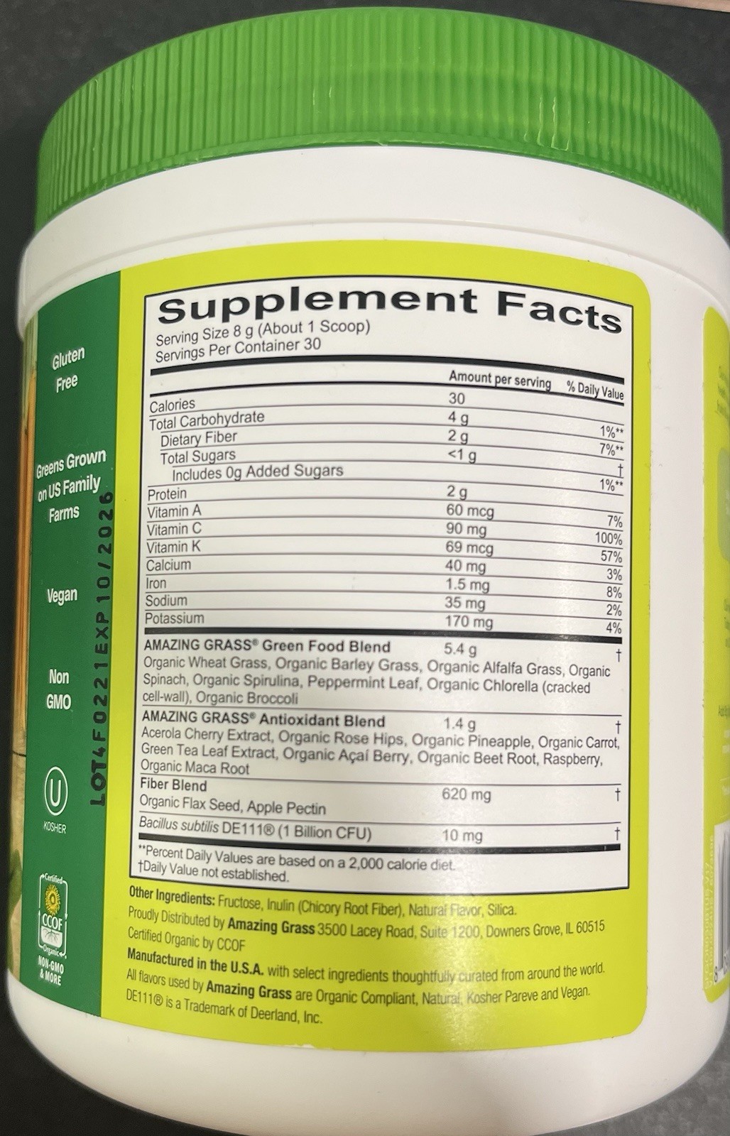 Amazing Grass Greens Blend Superfood -The Original 8.5 oz 30 Servings 10/2026