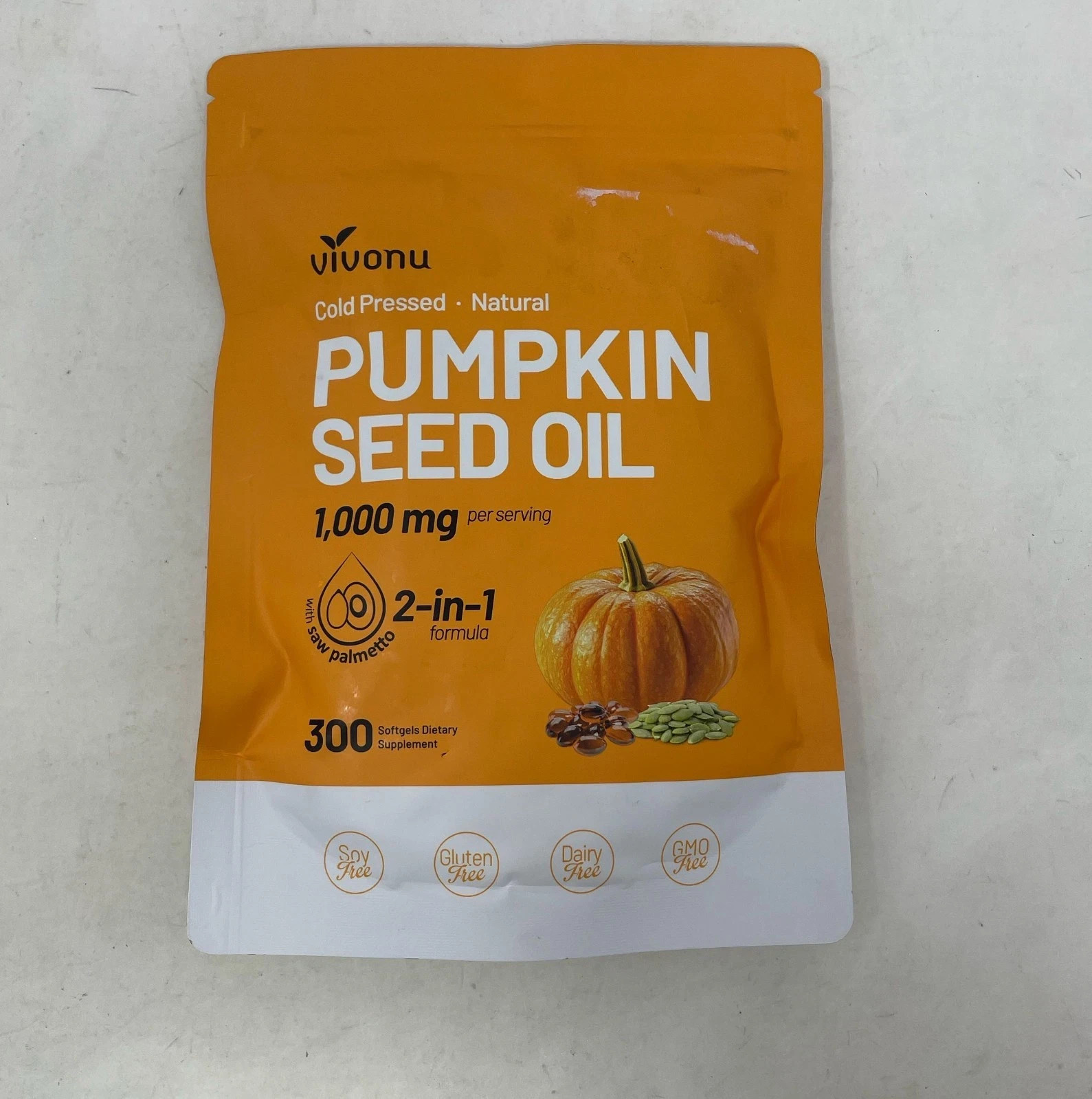 3PCS Pumpkin Seed Oil 1000mg with Saw Palmetto 300-Softgels.NEW