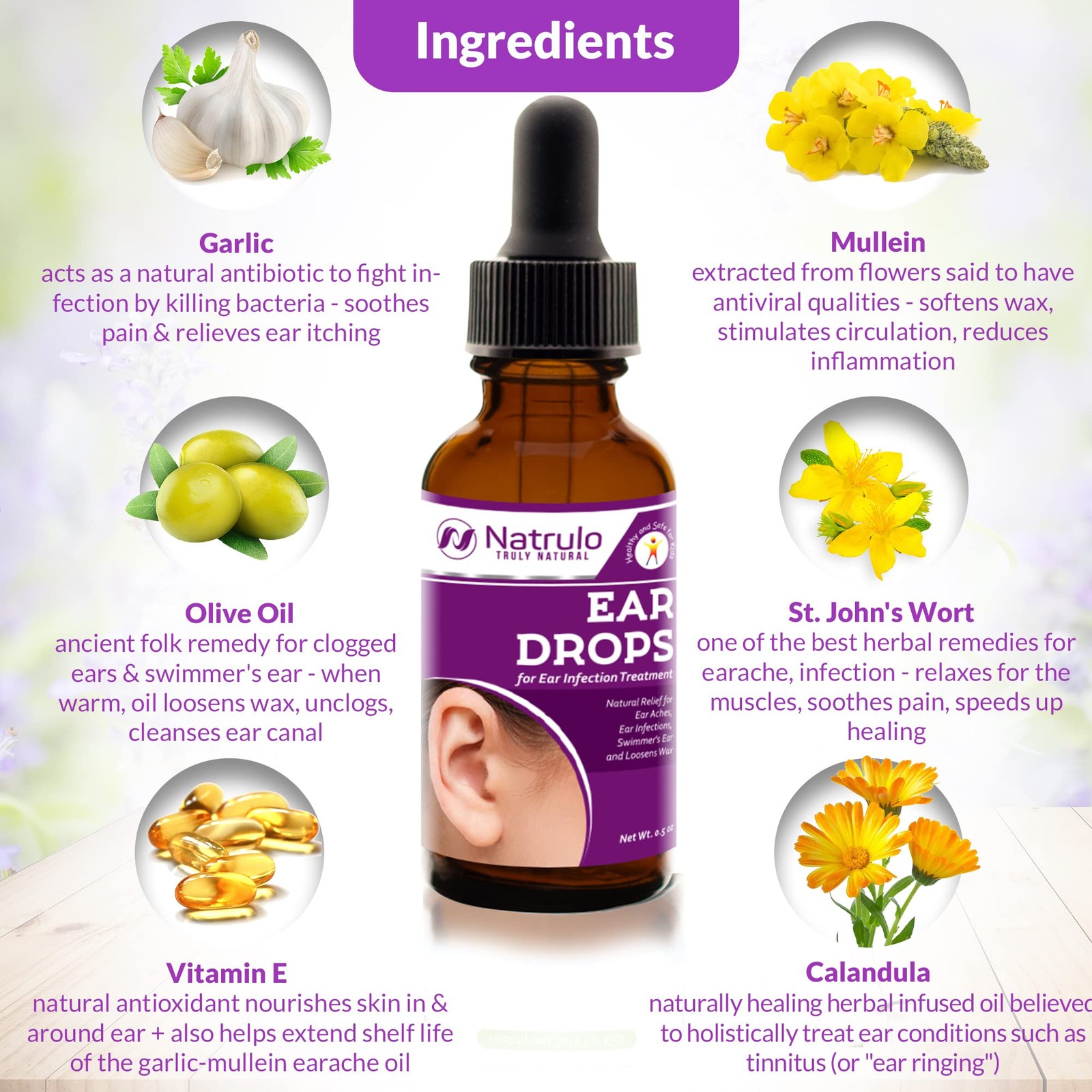 Natural Ear Drops for Infection – Homeopathic 0.5 Fl Oz (Pack of 1)