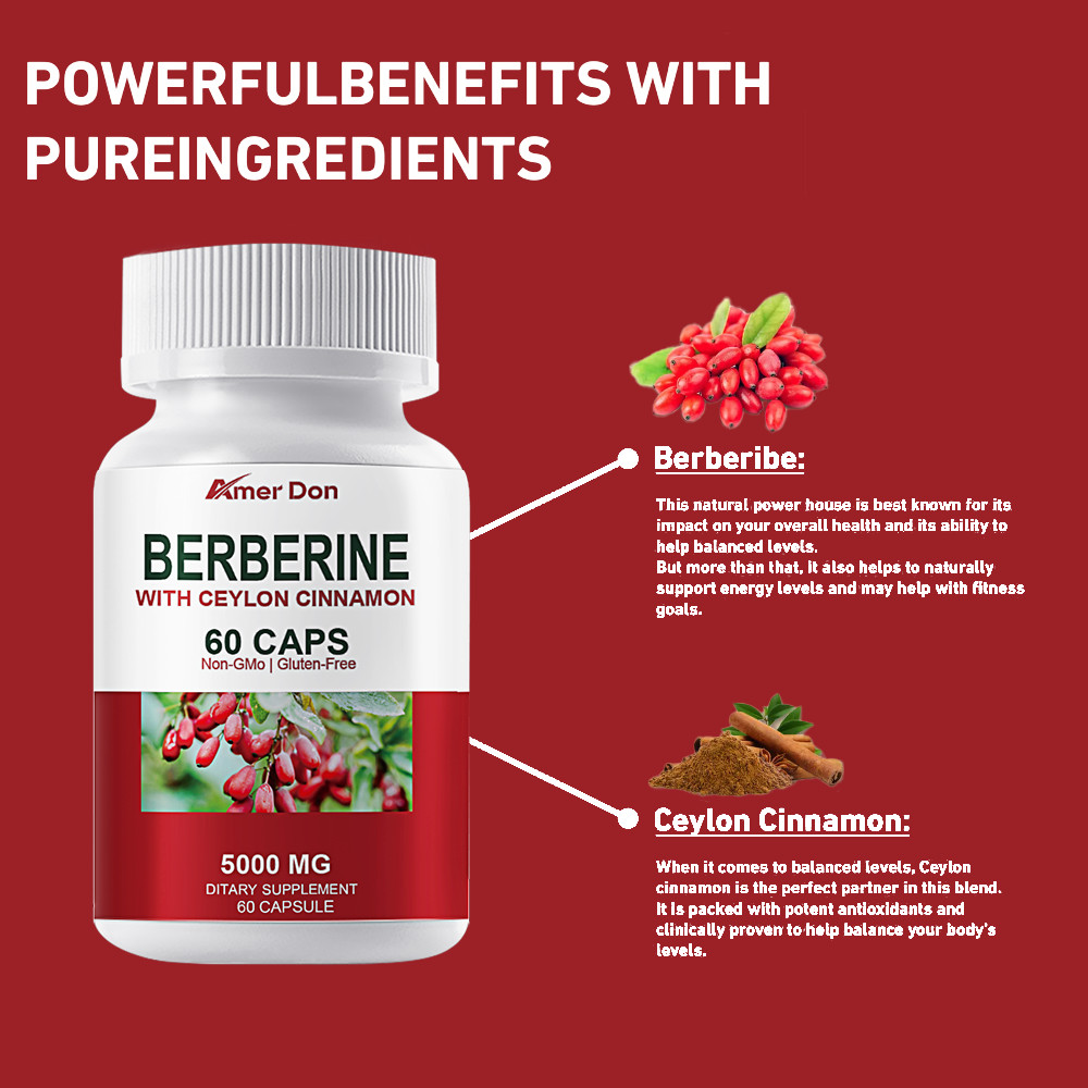 Berberine with Ceylon Cinnamon 5000mg Blood Sugar Heart Health & Immune 60 Pills