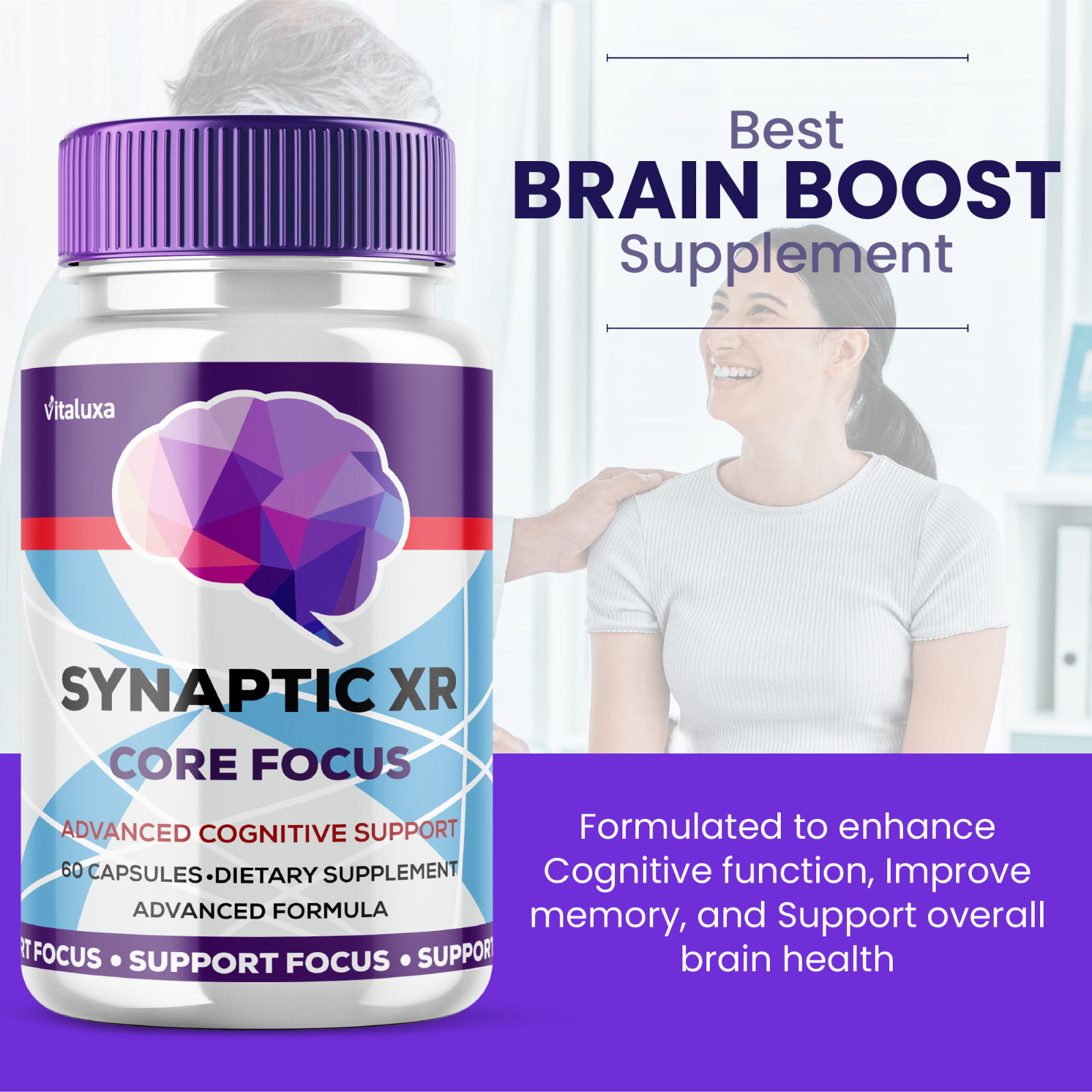 (5 Pack) Synaptic XR Core Focus Pill Cognitive Performance Focus (300 Capsules)