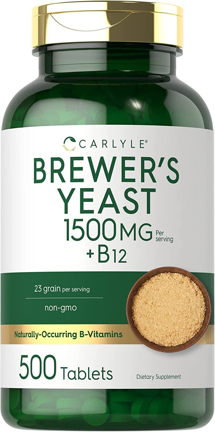 Brewers Yeast + B12 | 1500mg | 500 Tablets | Non-GMO || by Carlyle