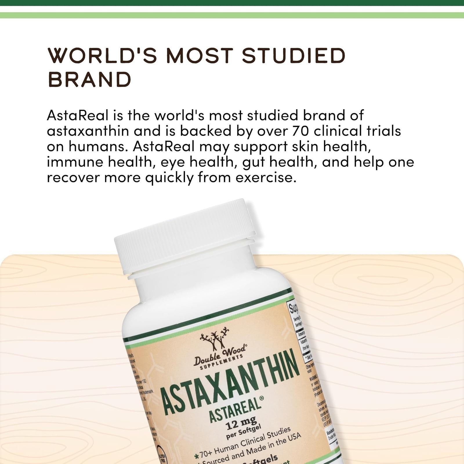 Double Wood Astaxanthin 12mg – Triple Strength Softgels, 60 Count