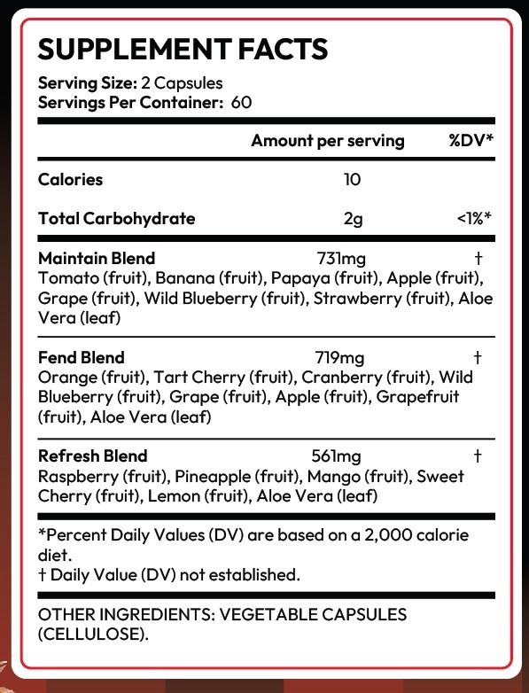 New Daily Fruits and Veggies Whole Food Supplement with Superfood 240 Capsules