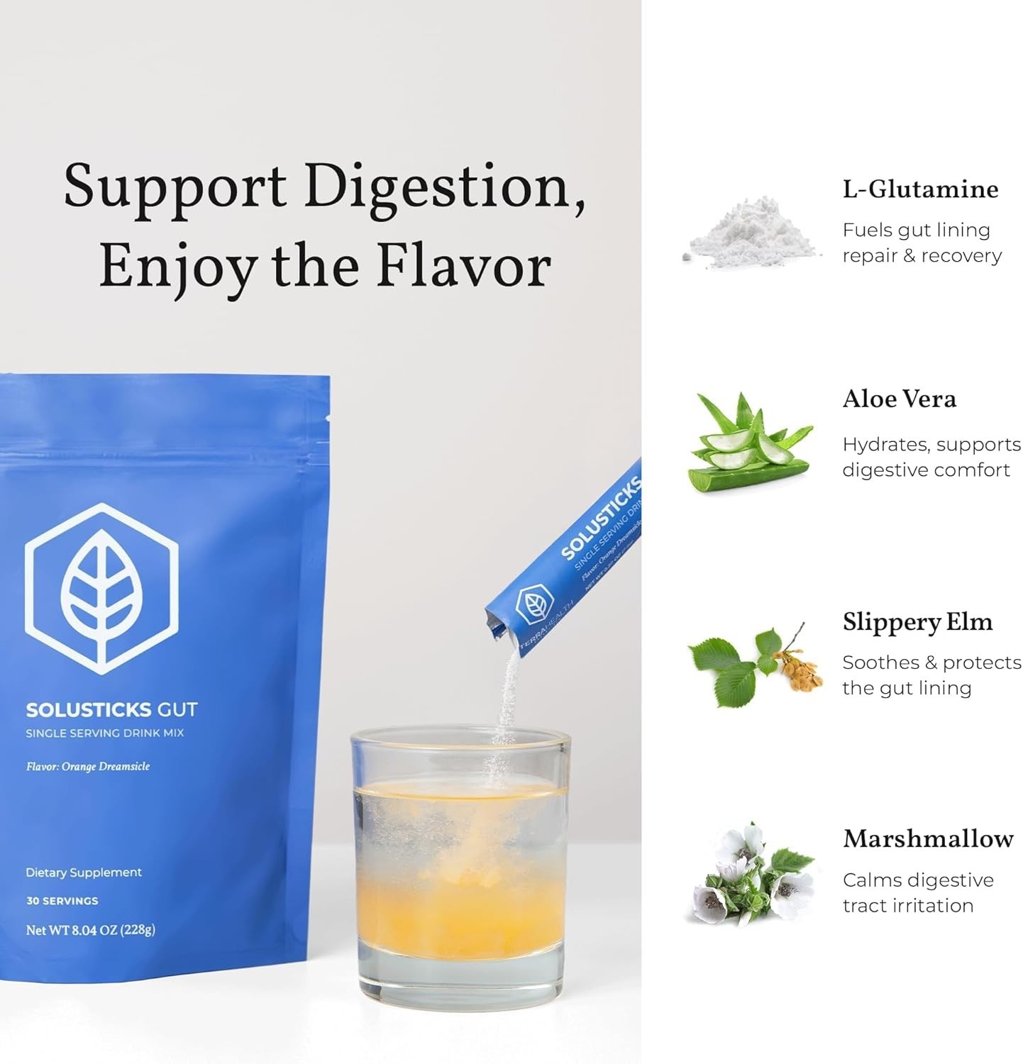 Solusticks Leaky Gut, Digestive & Microbiome Support Supplement Powder Licorice
