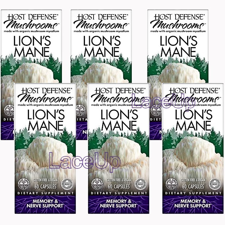 6x – Host Defense Mushrooms Lion’s Mane 60 capsules each – EXP 2027-2028