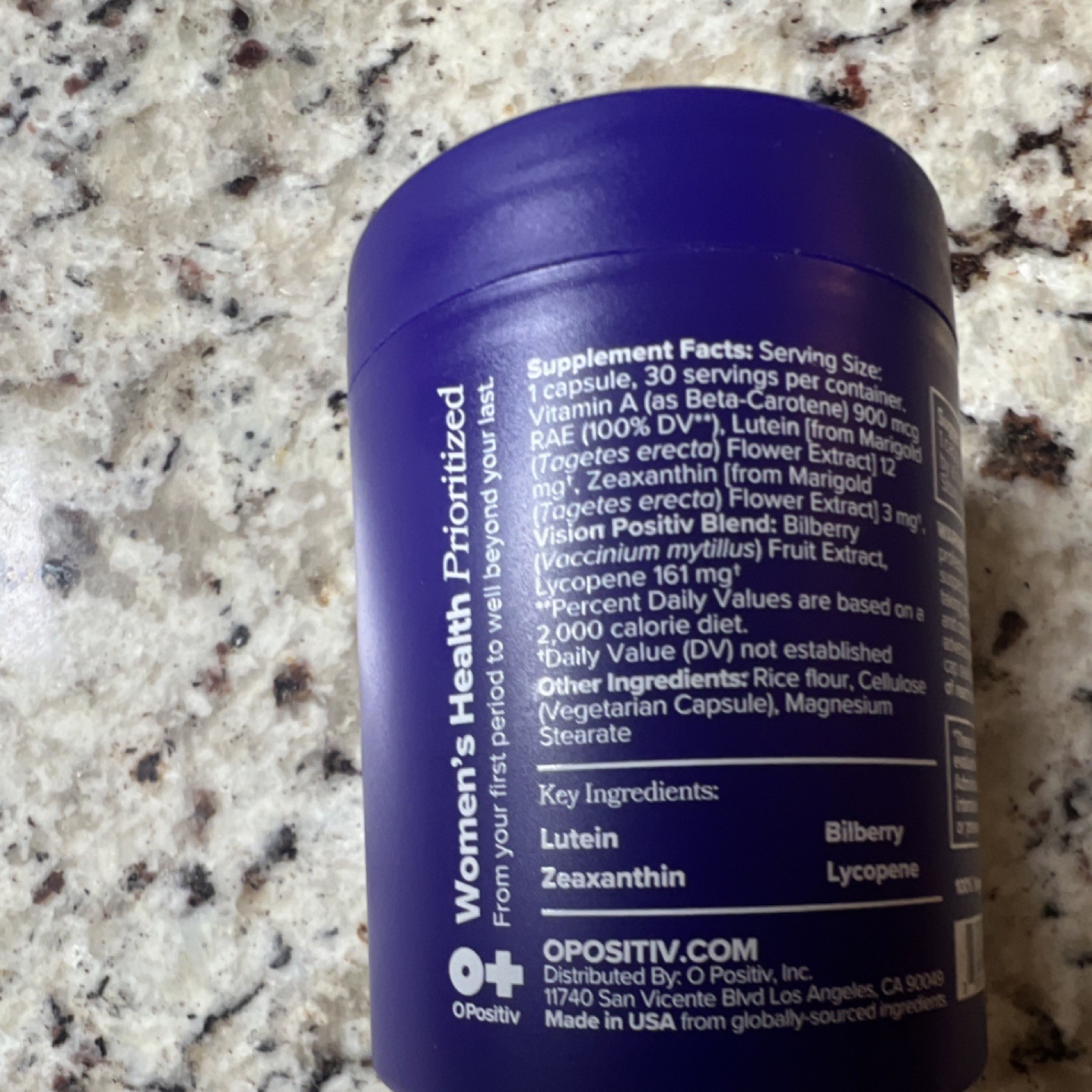 O Positiv Health Meno Eye Health Capsules Women 40+ Vegan 30 Count
