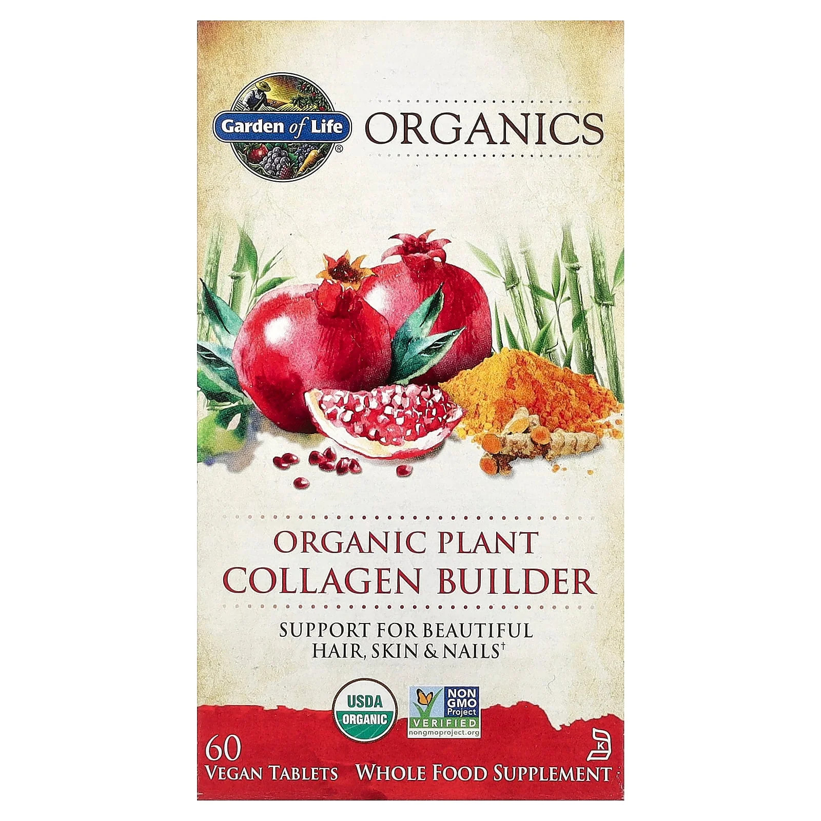 2 X Garden of Life, Organics, Organic Plant Collagen Builder, 60 Vegan Tablets
