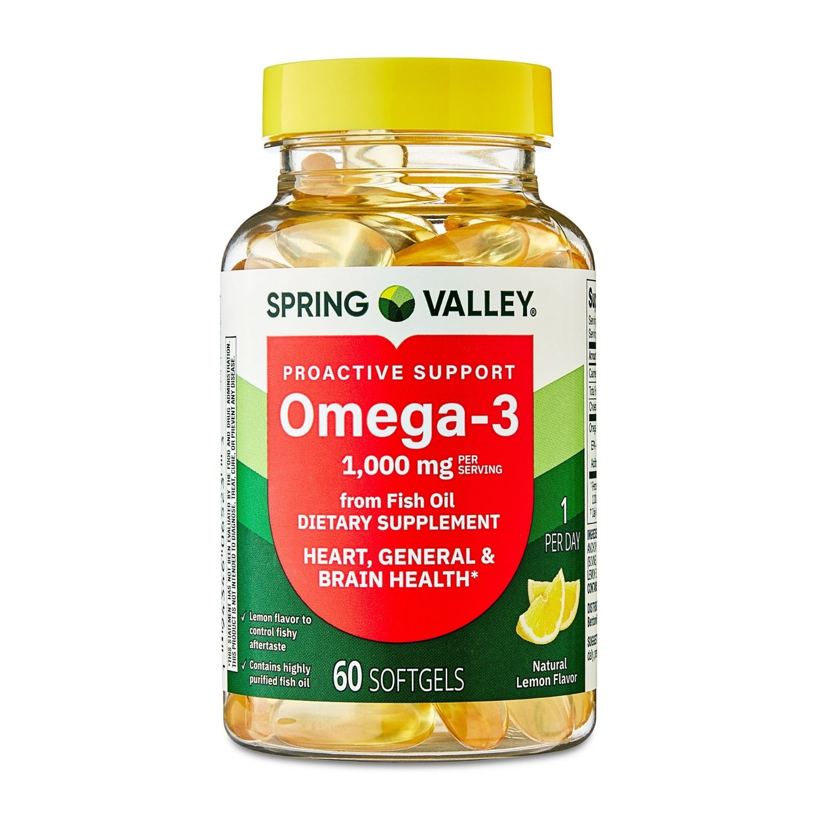 Spring Valley Proactive Support Omega-3 Fish Oil Dietary Supplement Softgels
