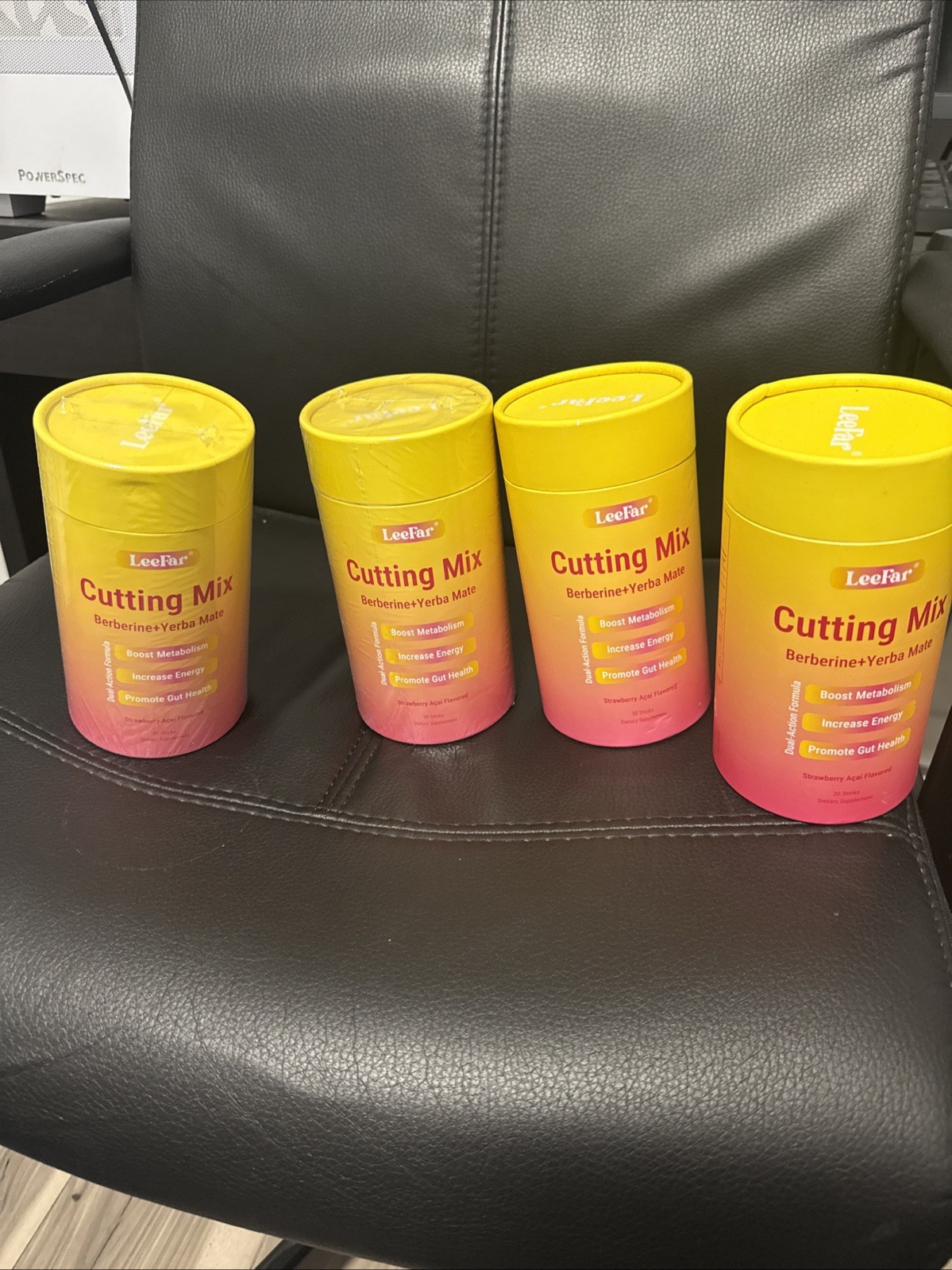 LeeFar Cutting Drink Mix Berberine Yerba Mate 30 Sticks Strawberry Acai