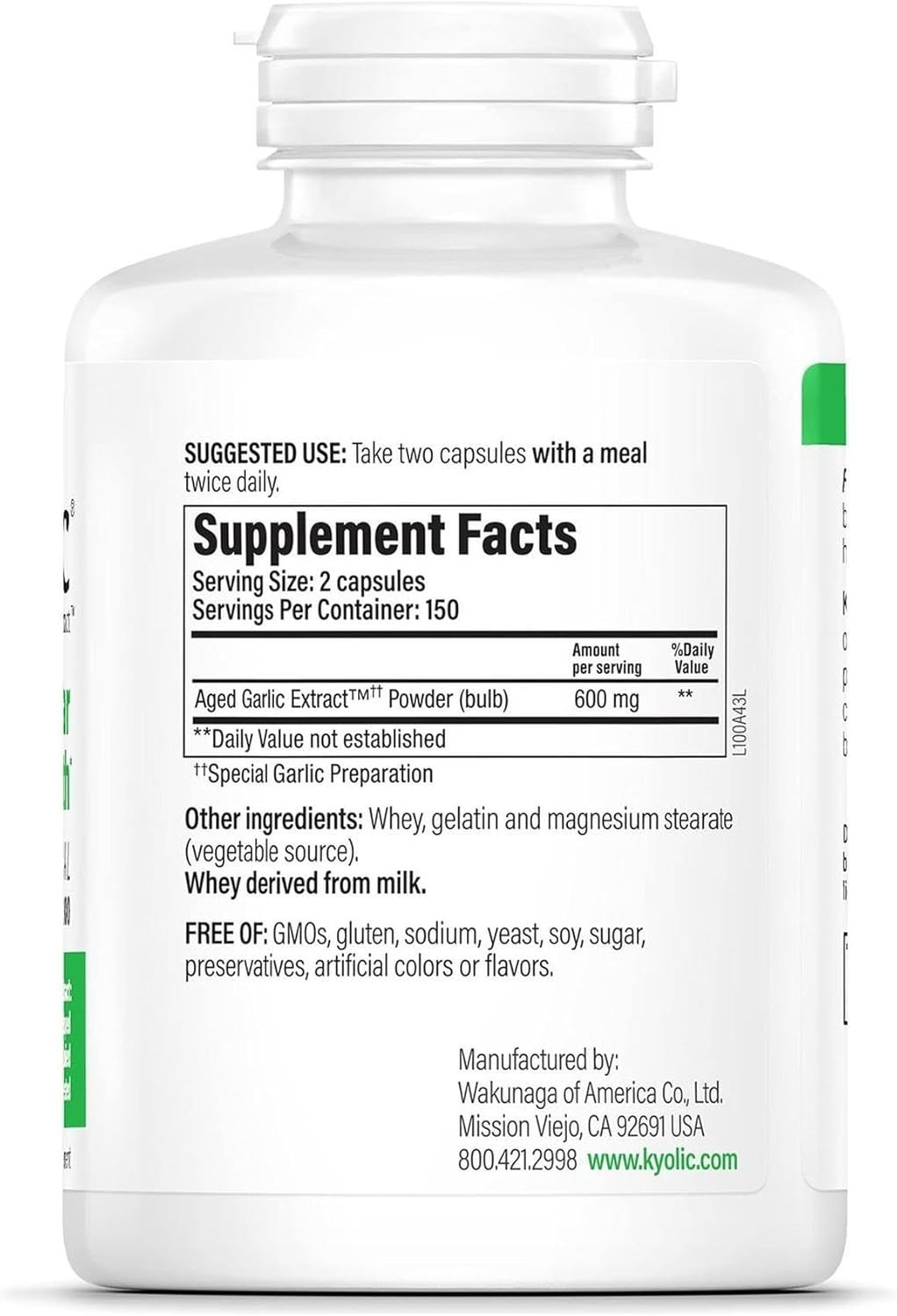 Aged Garlic Extract Formula 100 – Odorless Capsules for Cardiovascular Health