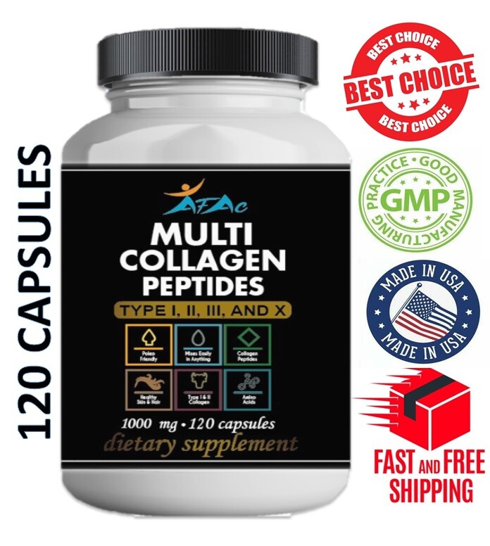 Total Collagen Protein Hydrolyzed Collagen Supplement 120 Caps paleo no gmo