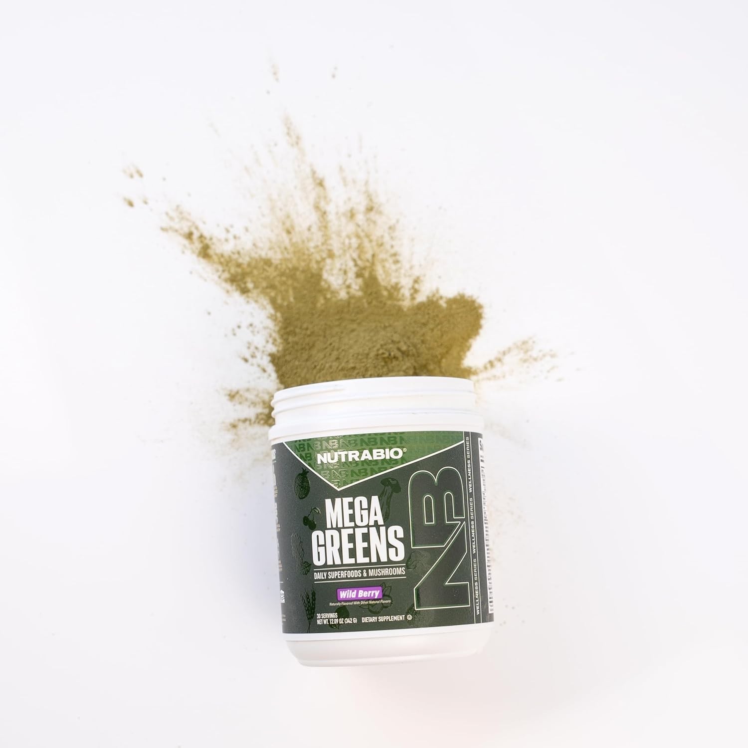 NutraBio Mega Greens Daily Energy Superfood Powder Metabolic Support Supplement