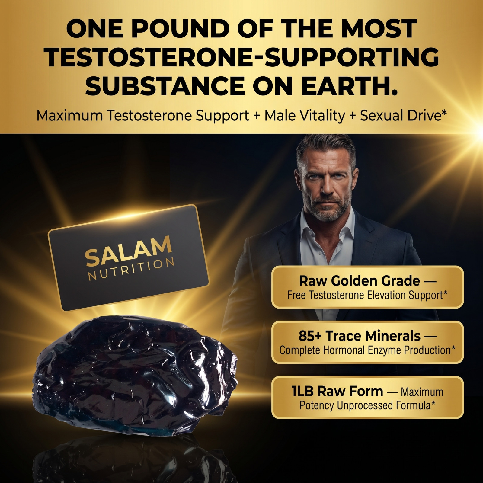 SHILAJIT GOLDEN RESIN – Physical Strength Hormonal Support Peak Energy – 1lb