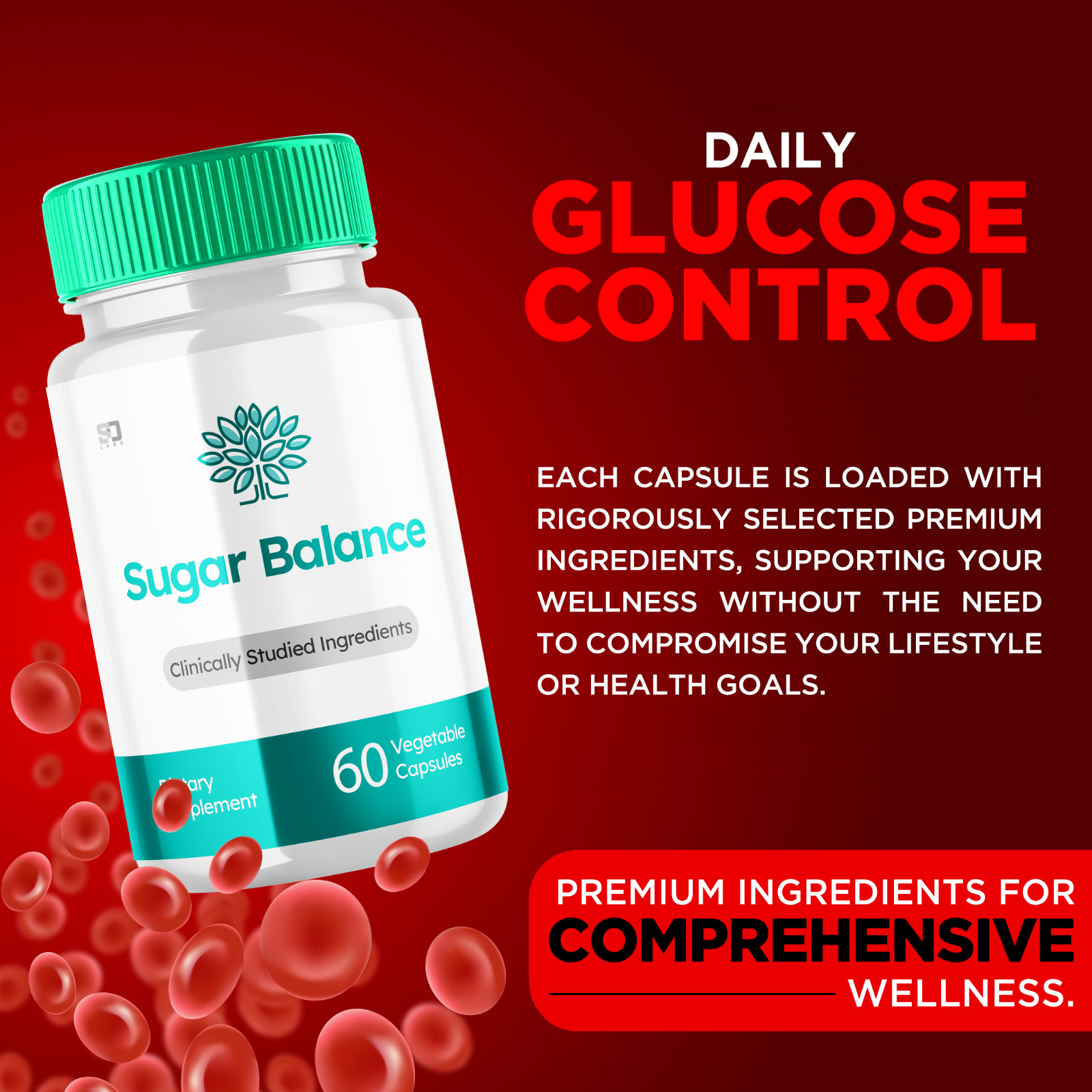 Sugar Balance Blood Flow and Health Support Pills 300 Capsules (5 Pack)