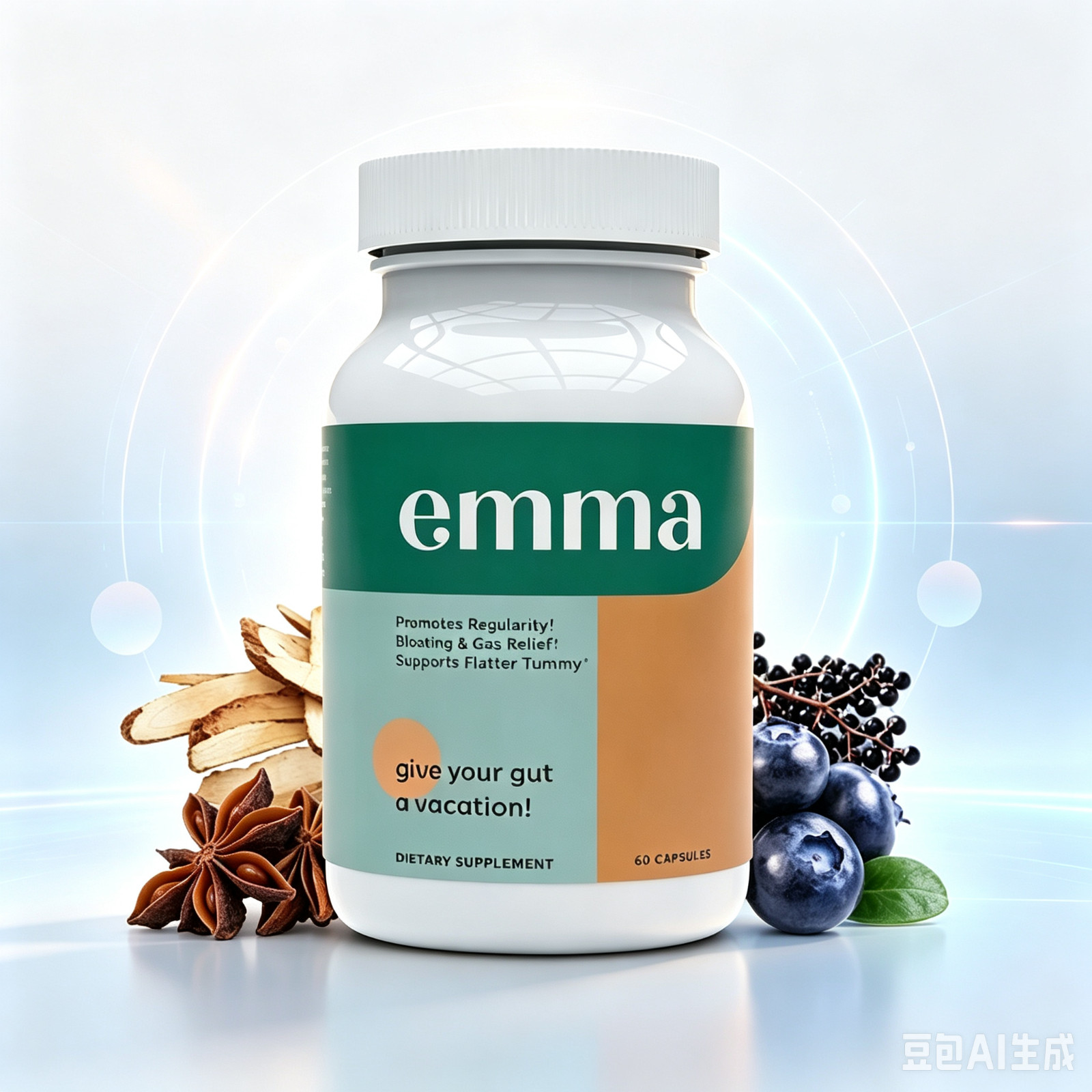 Emma Gut Health Doctors Endorsed Supplement 60 Capsules -Relief from Gas