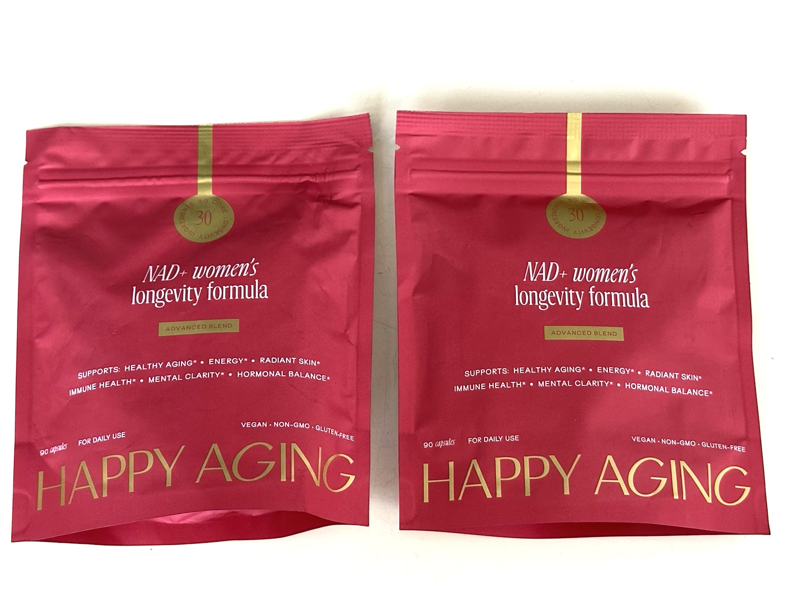 2 Pack Happy Aging Essential Longevity Formula NAD+ Women’s Energy 90ct Capsules
