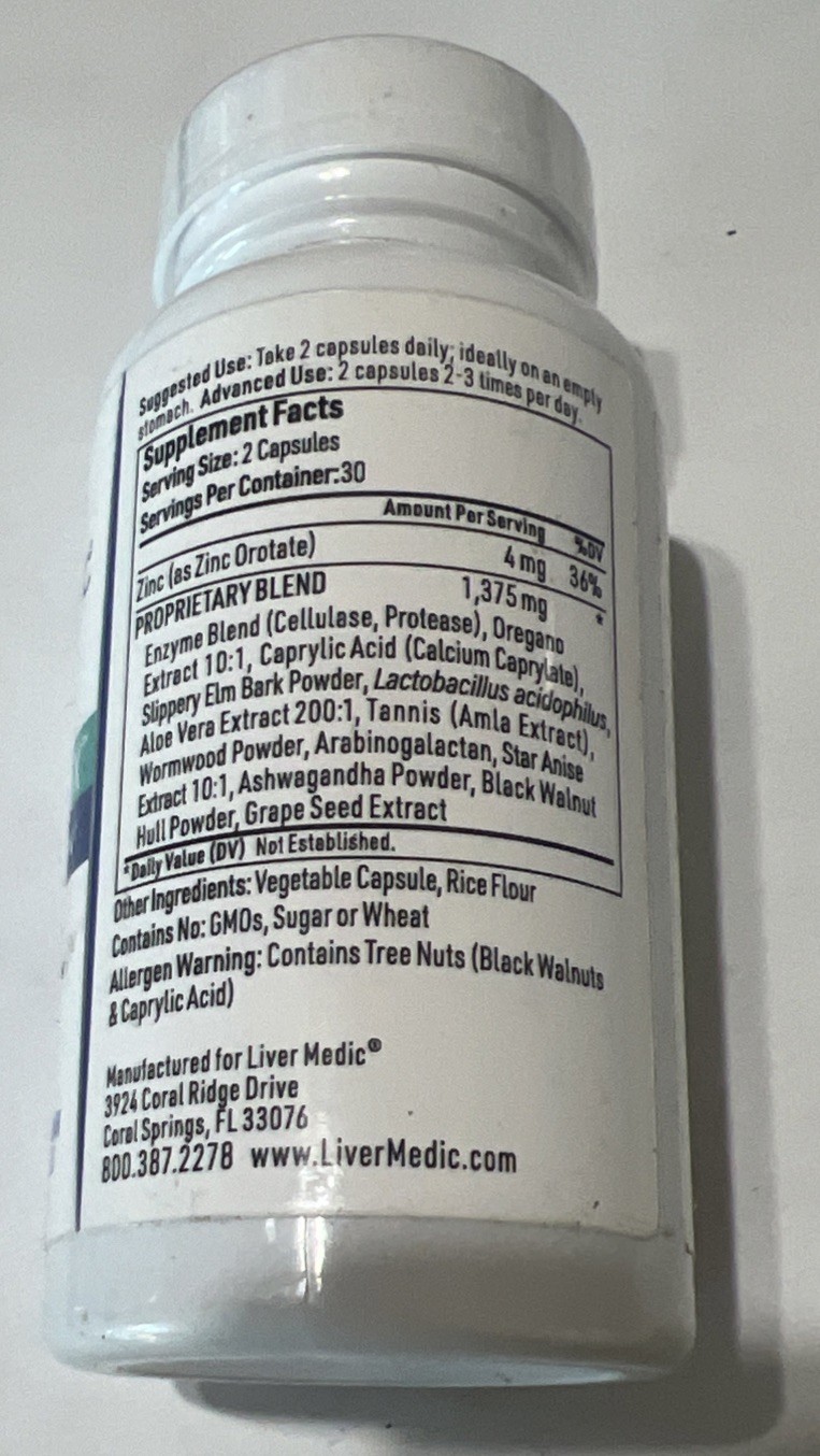 Liver Medic Candida Complex Probiotic Enzymes Detox 60 VegCaps Exp 04/27