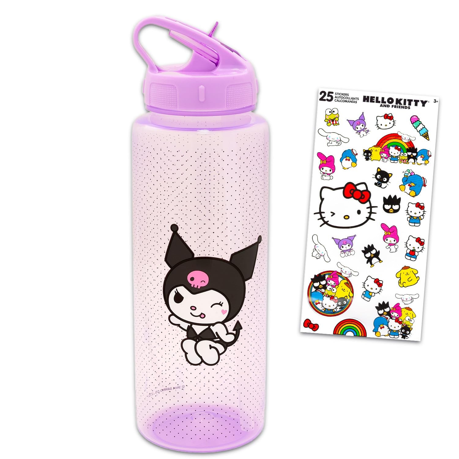 Kuromi Reusable Water Bottle Set – Sanrio Bundle 30oz 30 Ounces, Multicolor