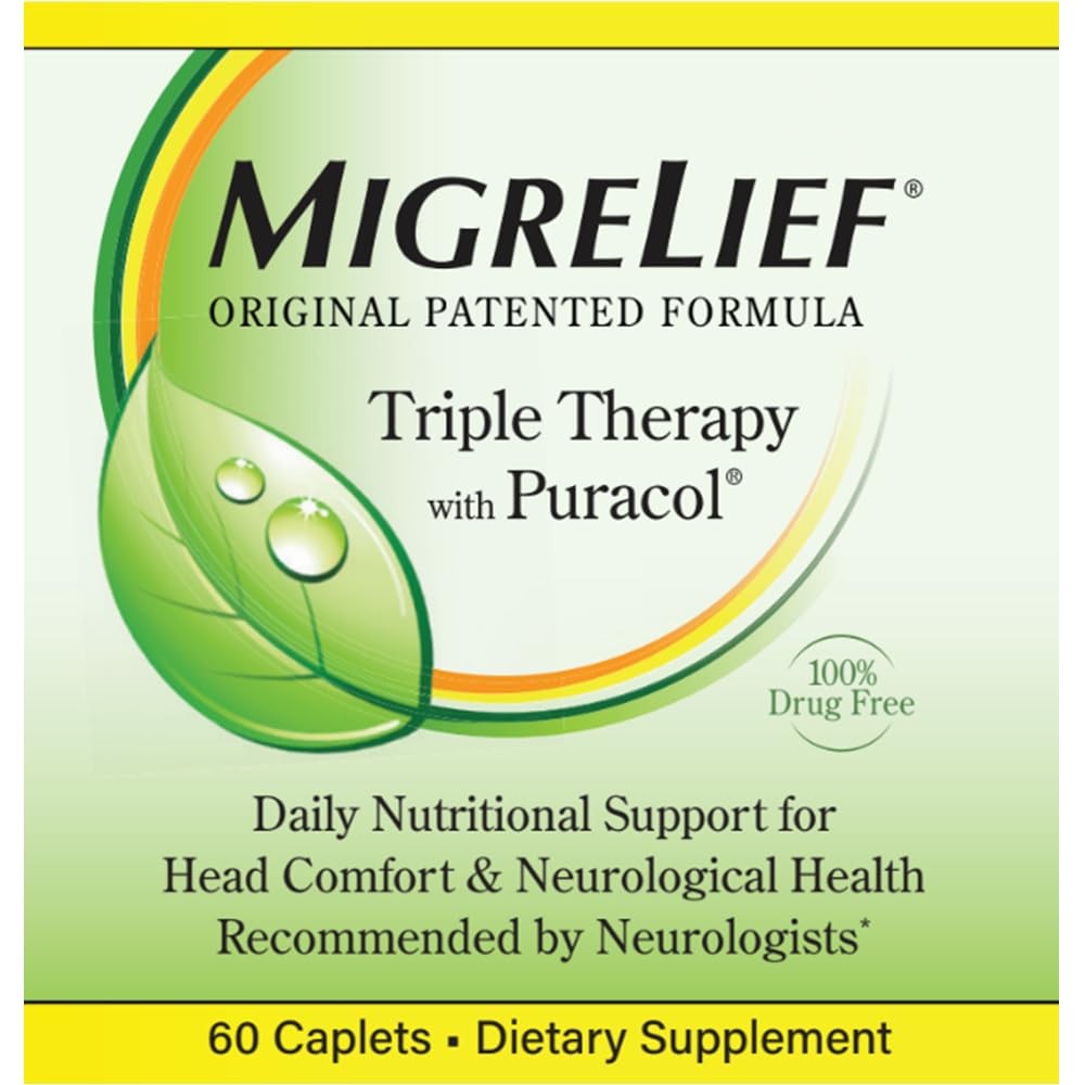 MigreLief Original Triple Therapy with Puracol – Nutritional Support for Migrain