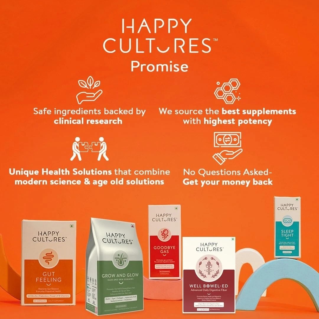 VELBIOM Happy Cultures Gut Feeling Supplement Daily Digestive Health 30Count