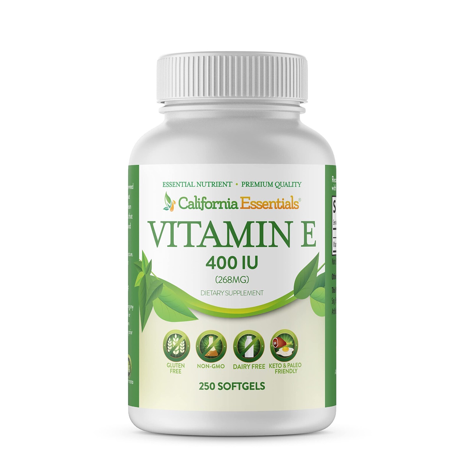 Vitamin E 400 IU, Immune Support, Antioxidant, Gluten Free, Non-GMO, Dairy Free