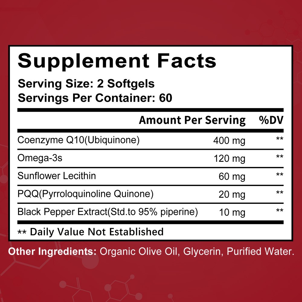 Co Q-10 Supports Healthy Brain Function Powerful Antioxidantt 30-120 Capsules
