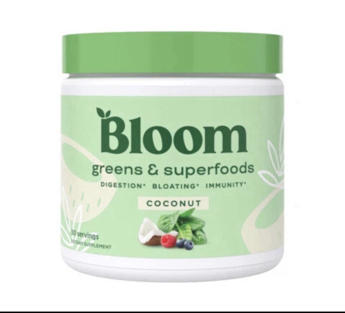 Lot of 2 Bloom Nutrition Greens & Superfoods Powder Coconut 30 Servings 12/26