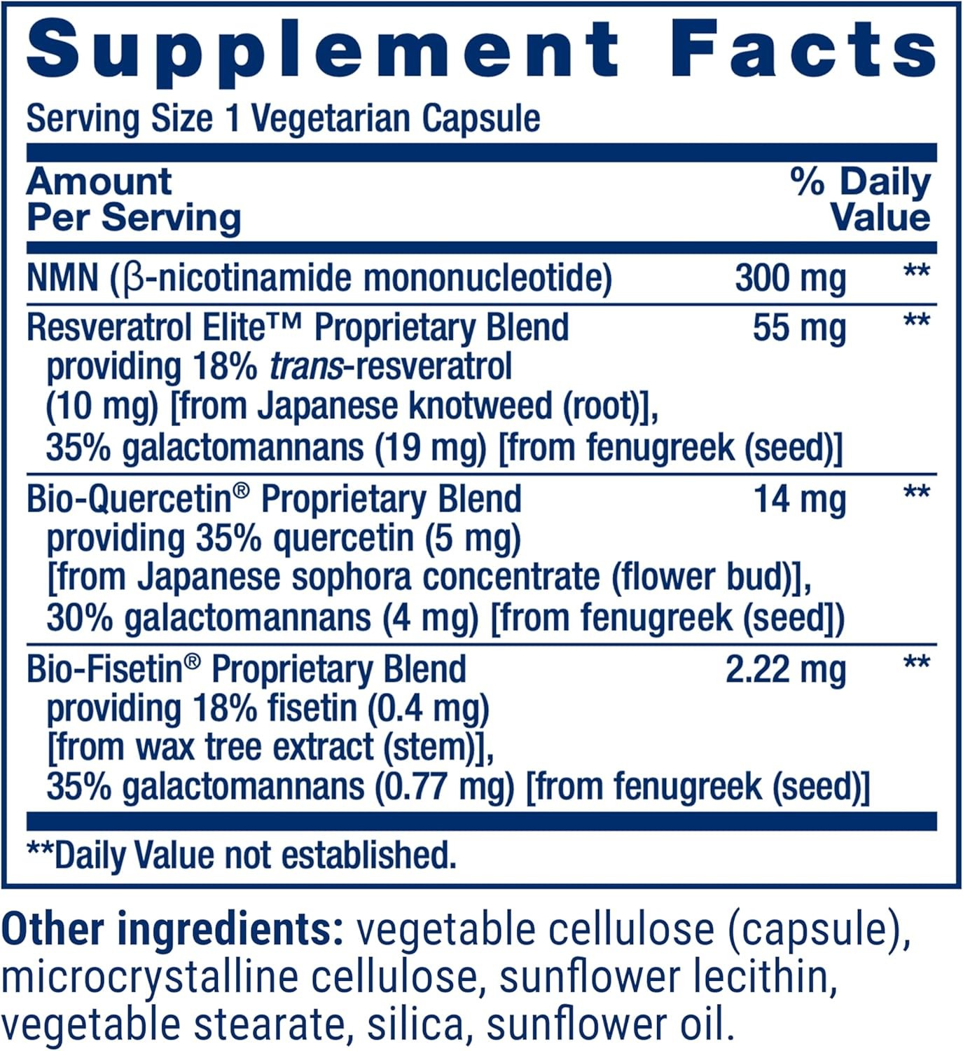 LIFE EXTENSION NAD +NMN with RESVERATROL ELITE CELL SUPPORT 90 Veg Capsule