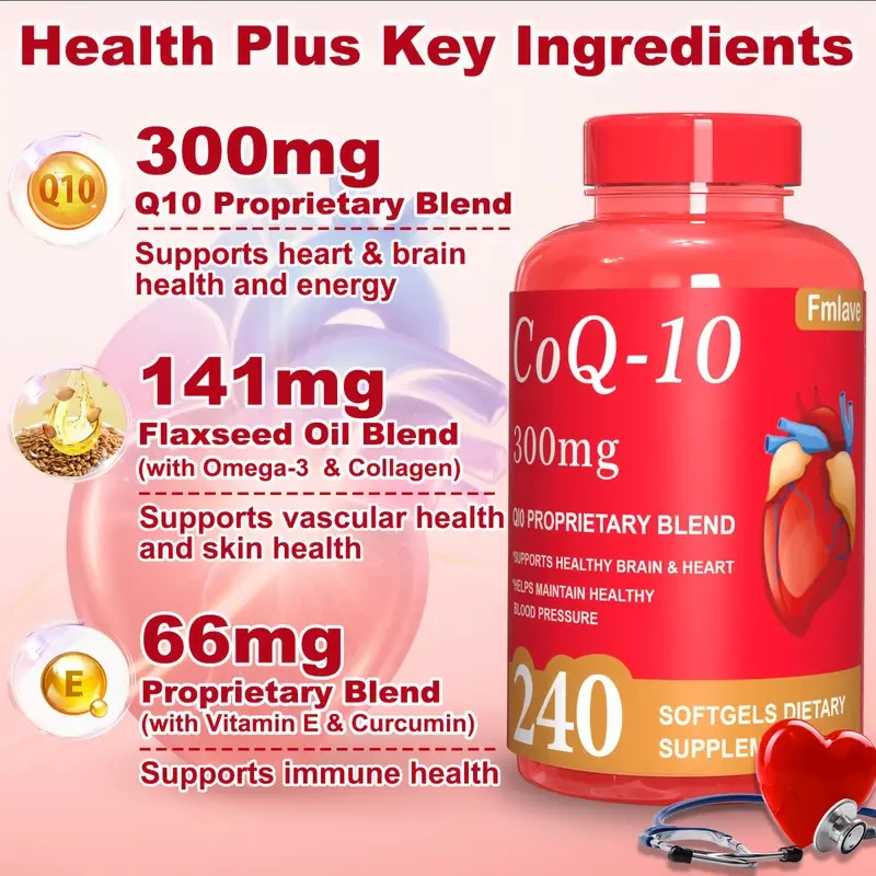 High Absorption CoQ10 300MG – 240 Capsules for Heart Health & Energy Support USA