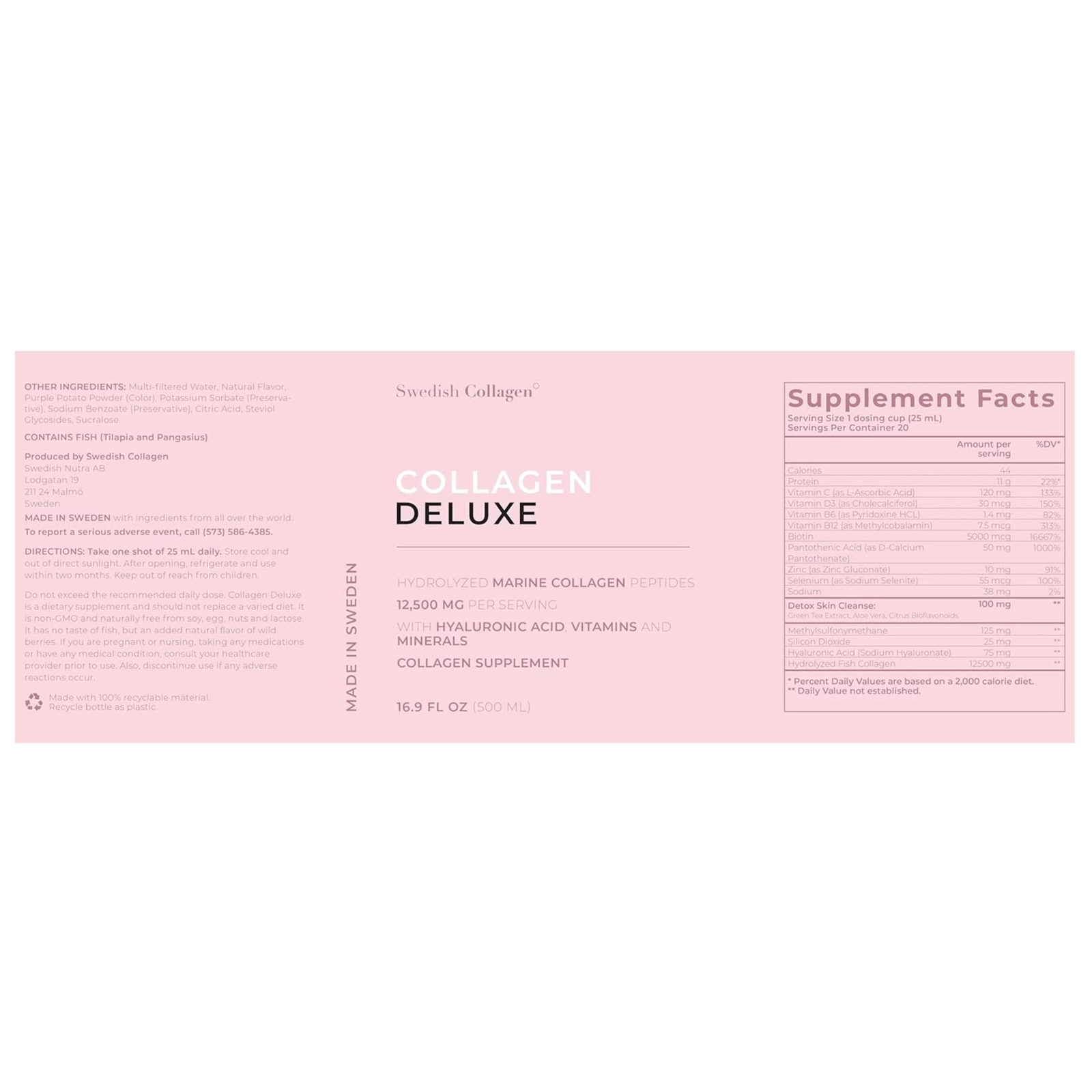 Swedish Nutra Deluxe Premium Liquid Marine Collagen 12,500 mg – 500ml