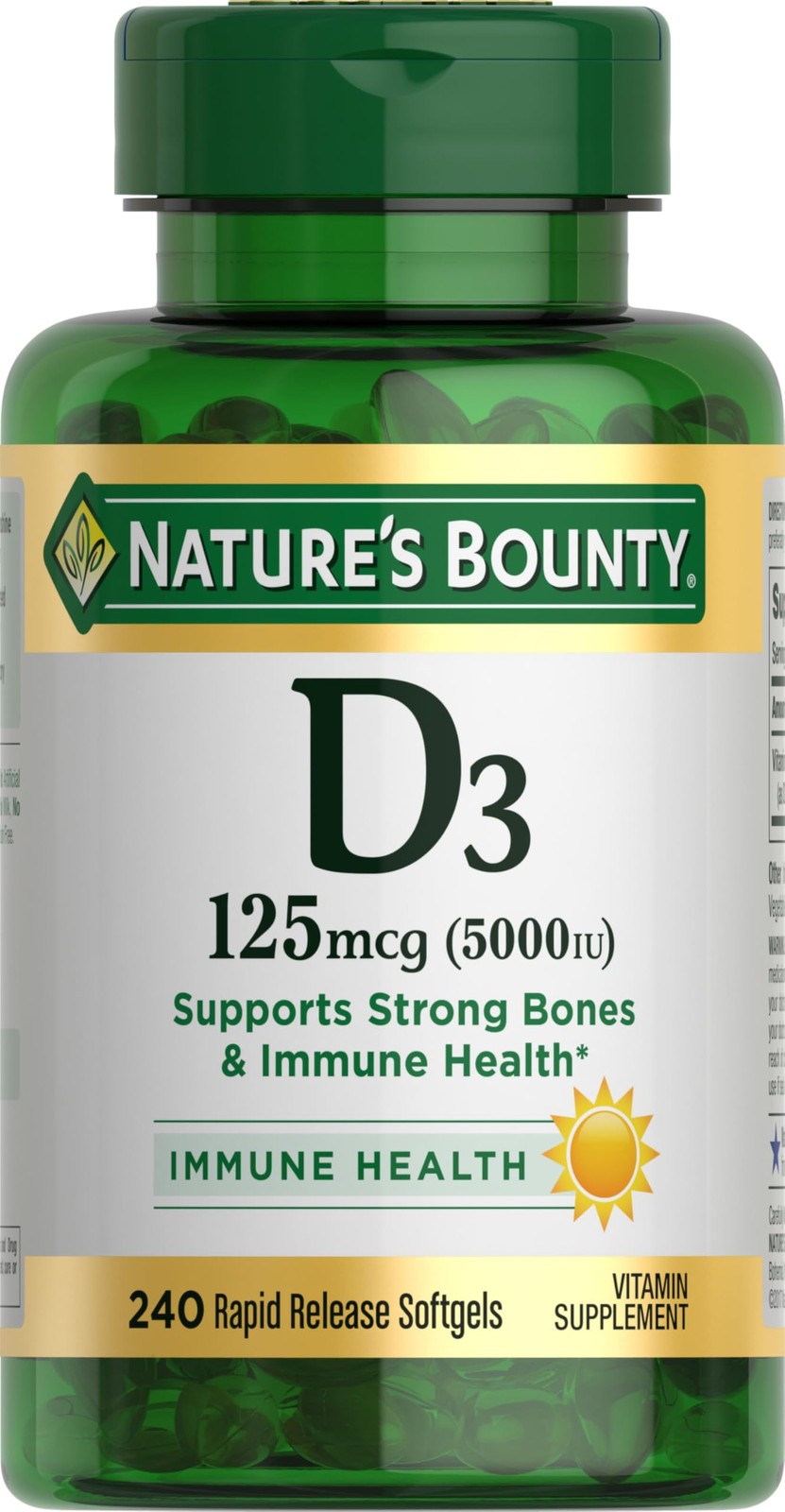 Nature’s Bounty Vitamin D3 5000 IU Softgels, Rapid 240 Count (Pack of 1)