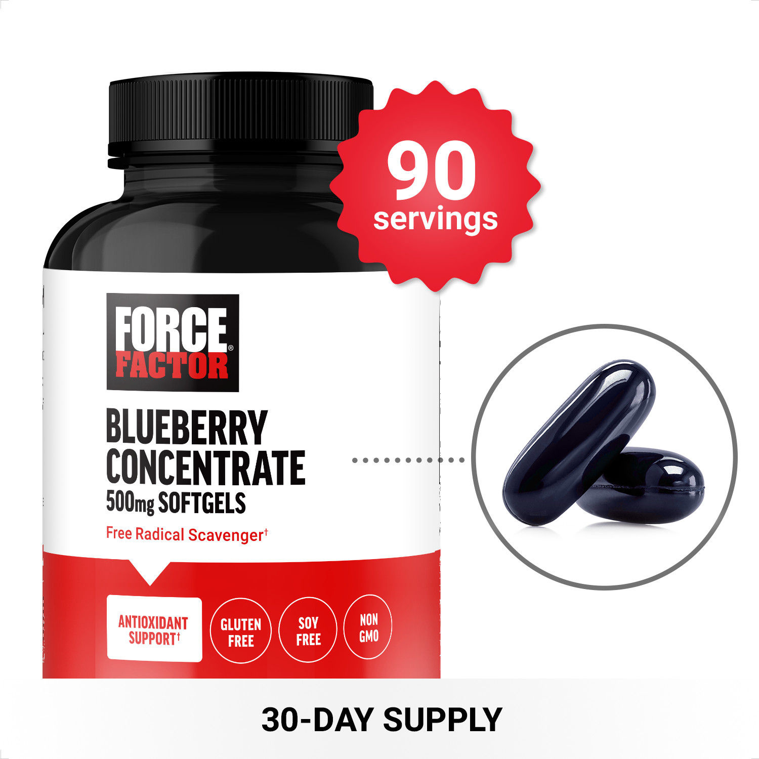 FORCE FACTOR Blueberry Concentrate 500mg with BlueRich Blueberry Extract, 90ct