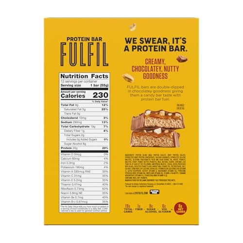 FULFIL Chocolate Peanut Butter Flavored Protein Bar 20g (Pack of 12)