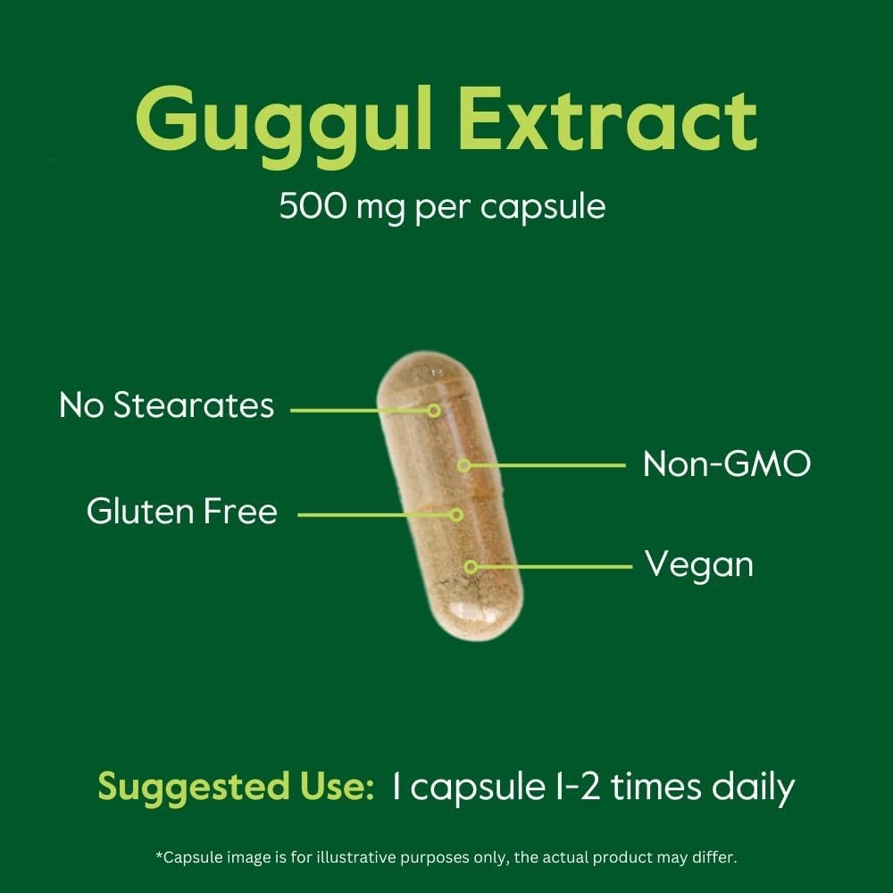 Metabolic Support Guggul Extract 500mg – 120 Vegetarian Capsules, Gluten-Free