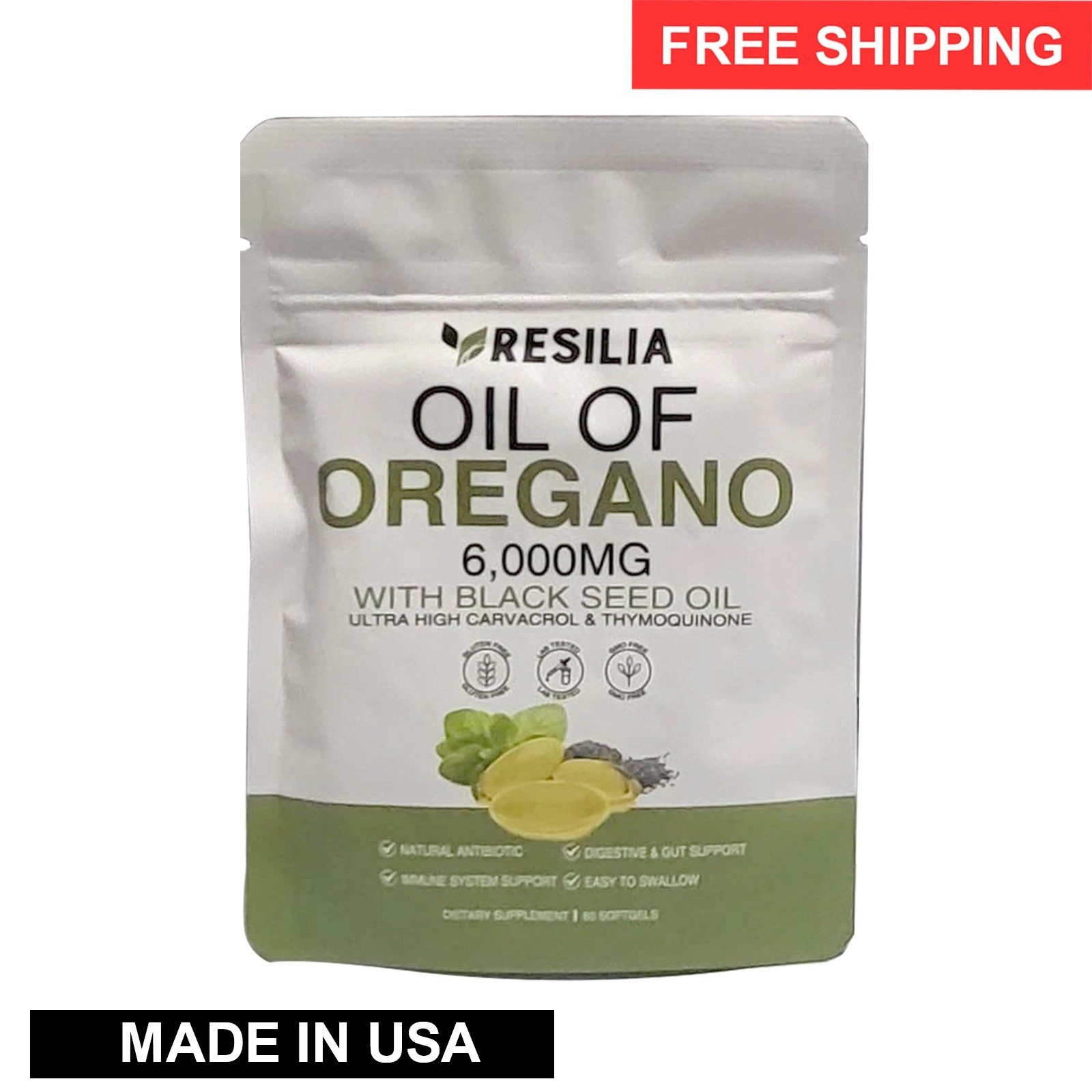 2 in 1 Oil of Oregano & Black Seed Softgels with Carvacrol , Immune Support US