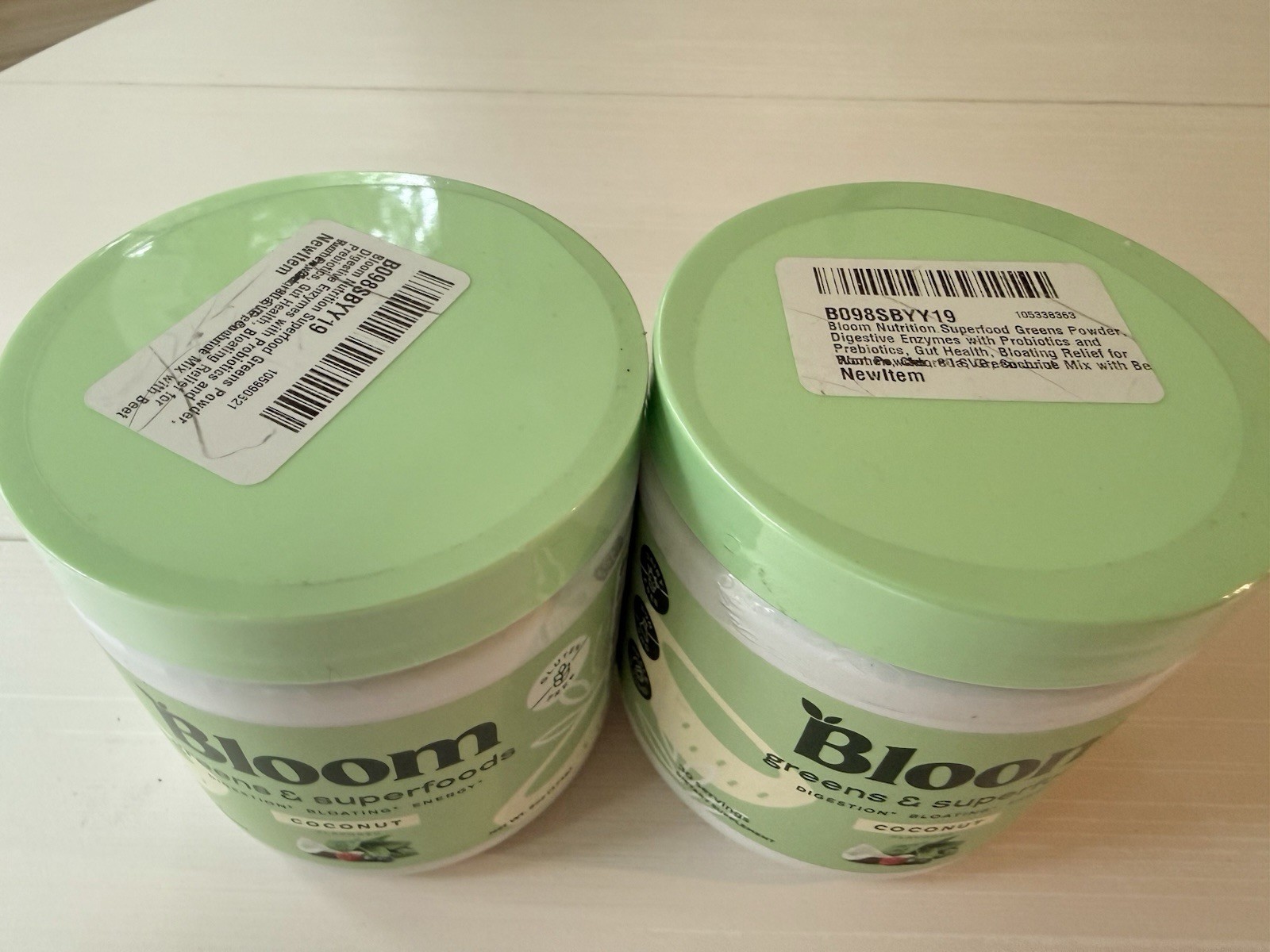 Lot of 2 Bloom Nutrition Greens & Superfoods Powder Coconut 30 Servings 12/26
