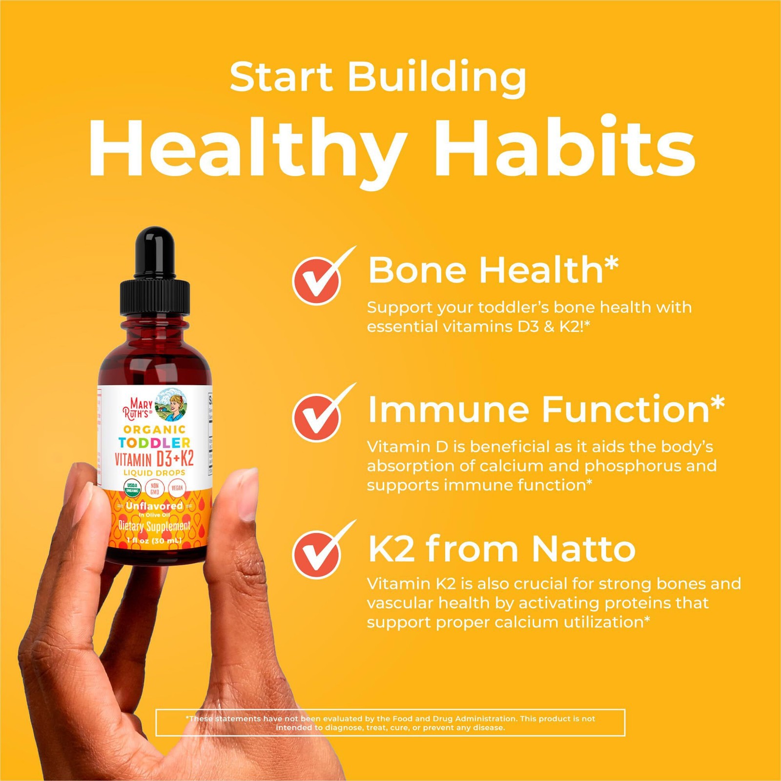 4/27 MARYRUTH’S Organics Vitamin D3 | Vitamin K2 | Vitamin D3 K2 Drops | 1 Fl Oz