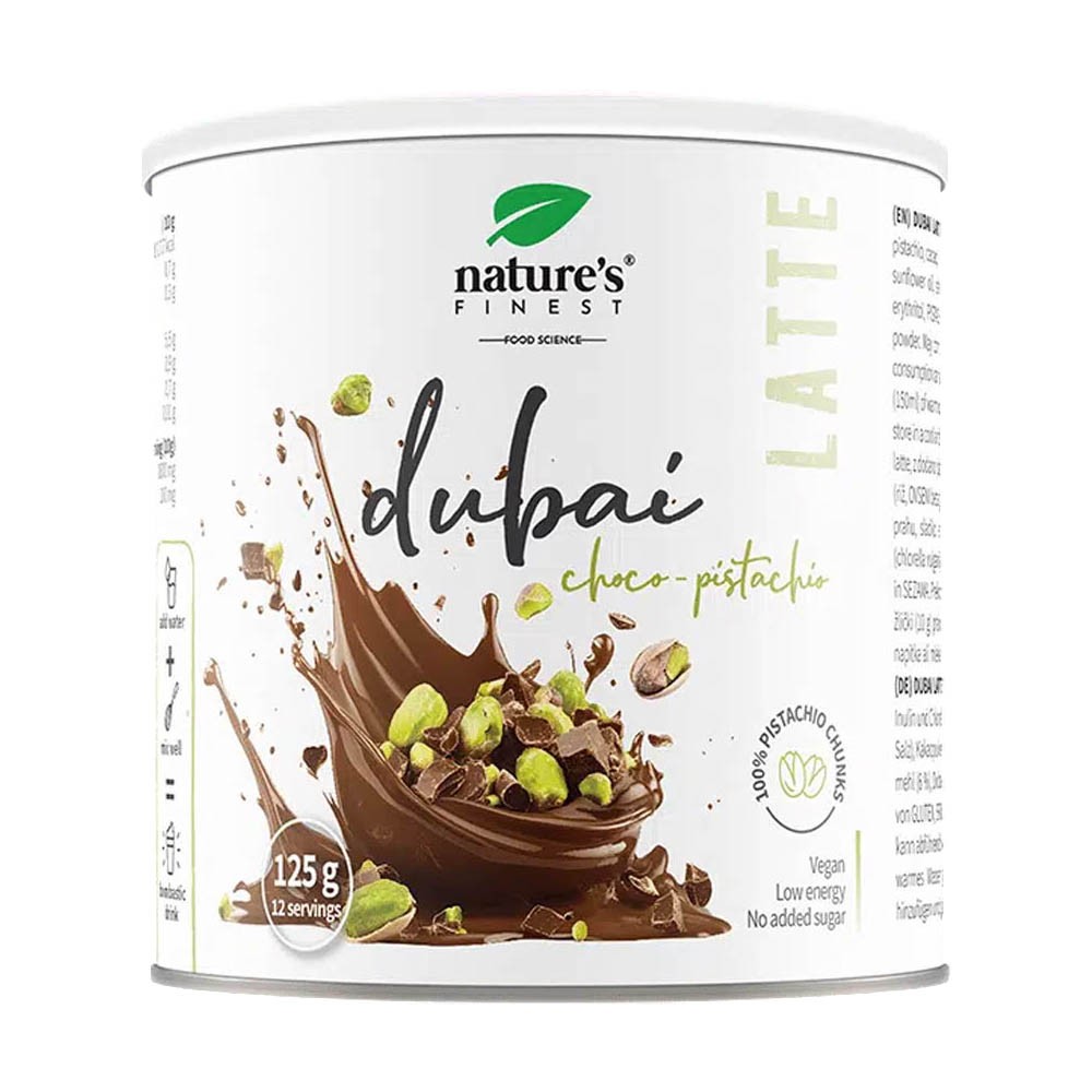 Nature’s Finest Dubai Latte Mix Vegan Chocolate Pistachio 6x125g Powder