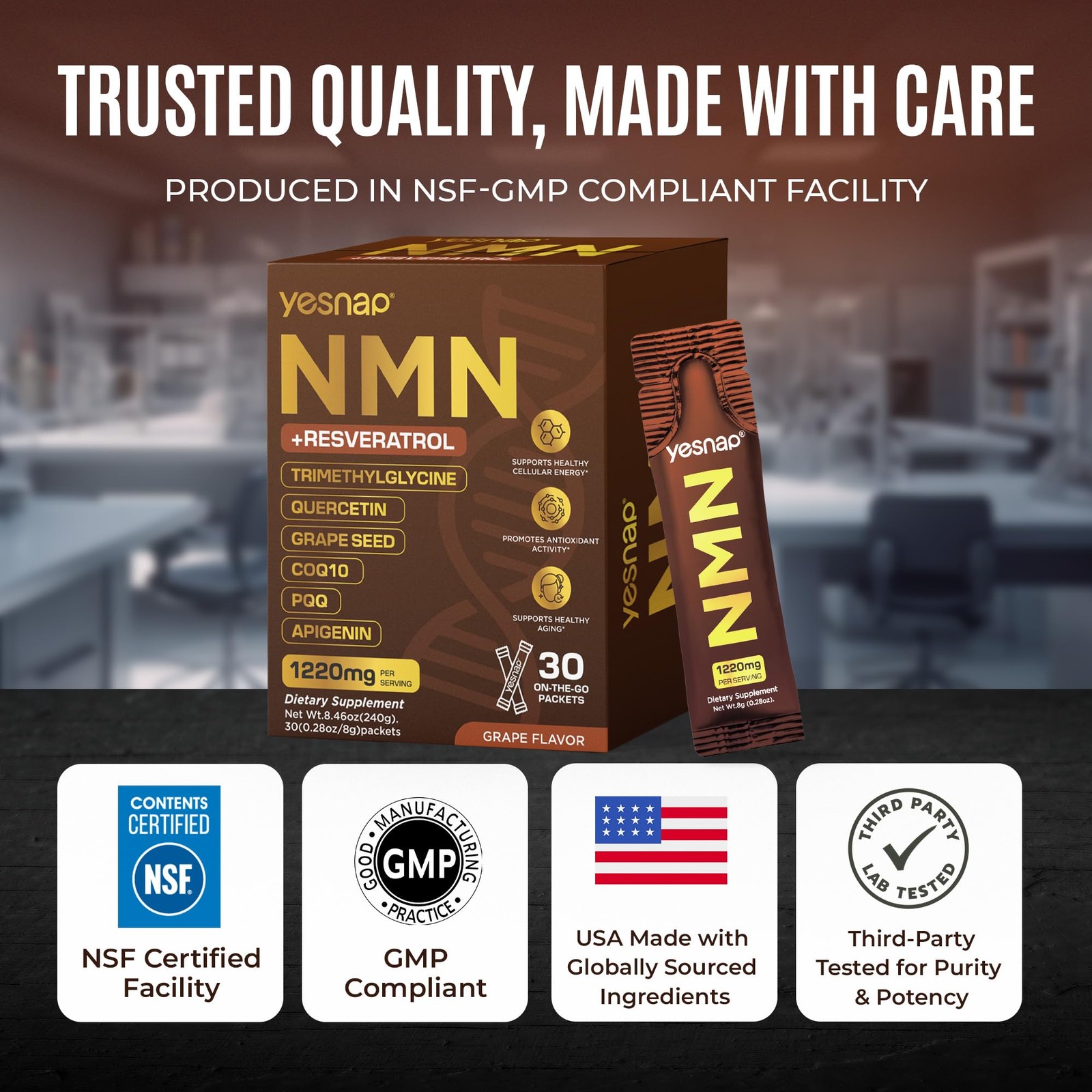 Yesnap NMN Liquid Supplement NAD+ 7-in-1 Support with Aging-Supportive Resver…