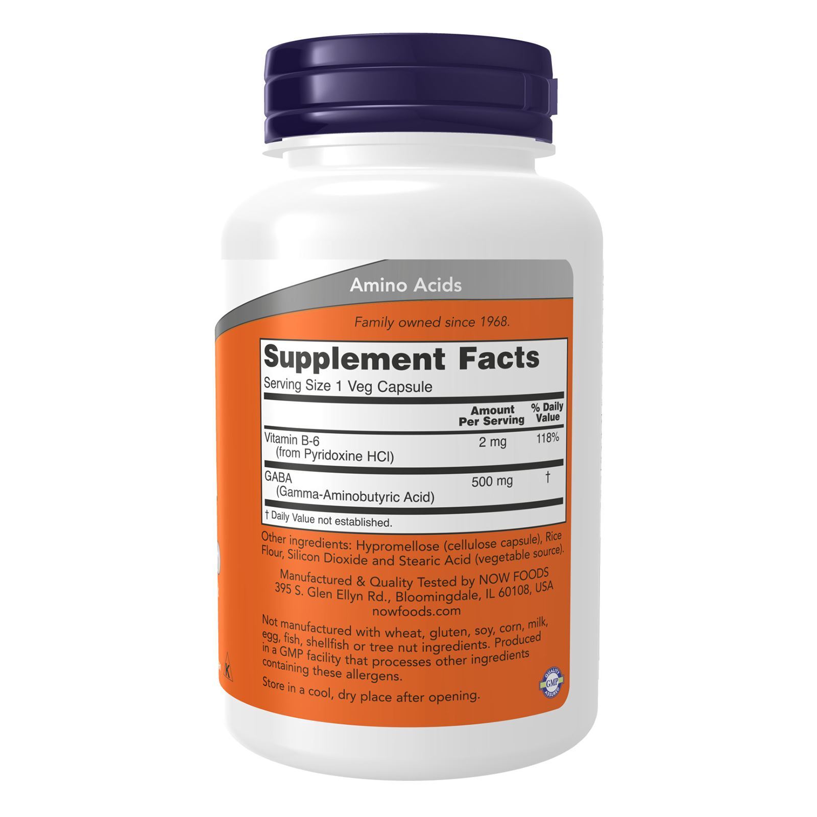 NOW FOODS GABA 500 mg + B-6 100 Veg Capsules