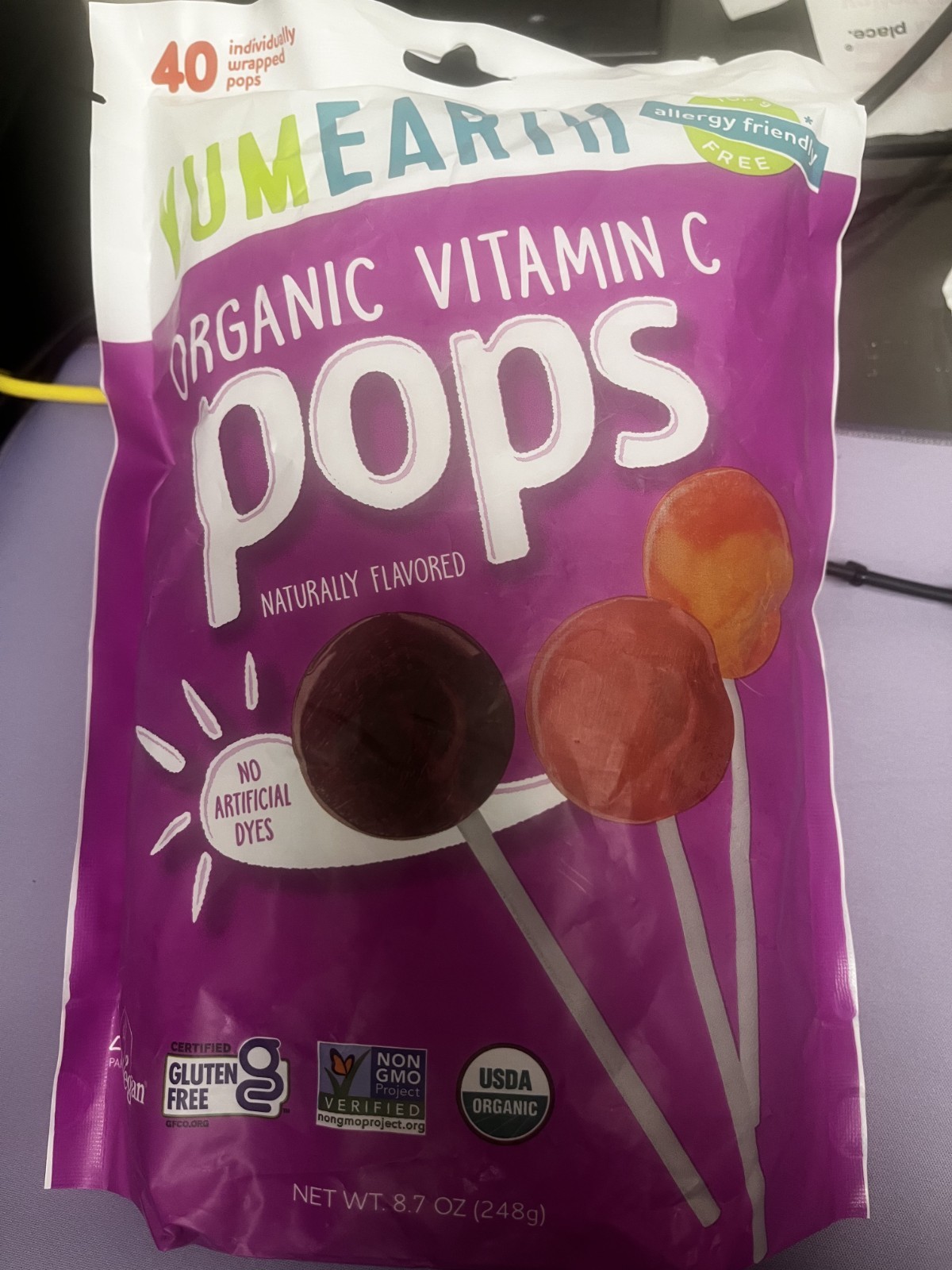 YumEarth Organic Vitamin C Pops Variety Pack, 40 Fruit Flavored Favorites Lollip