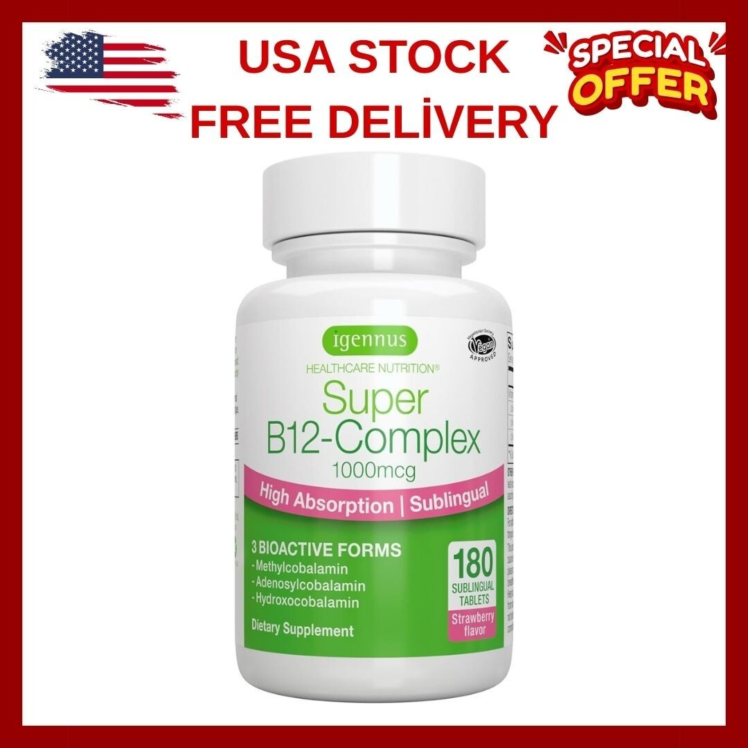 Igennus Super Vitamin B12 Complex 1000mcg Sublingual – 180 Count (Pack of 1)