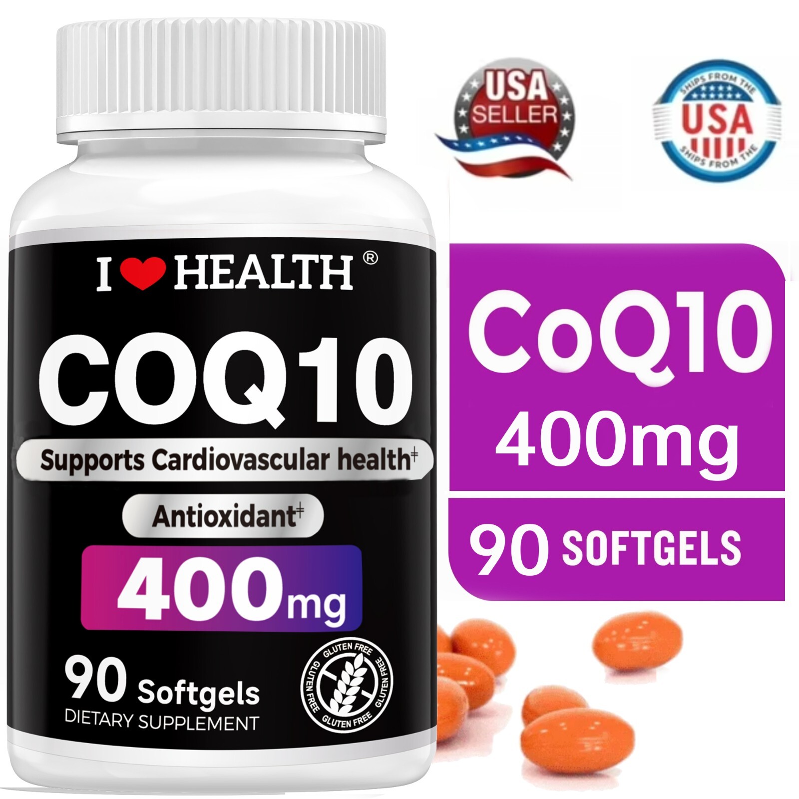 CoQ10 400mg | 90 Softgels | Gluten Free Supplement | High Absorption