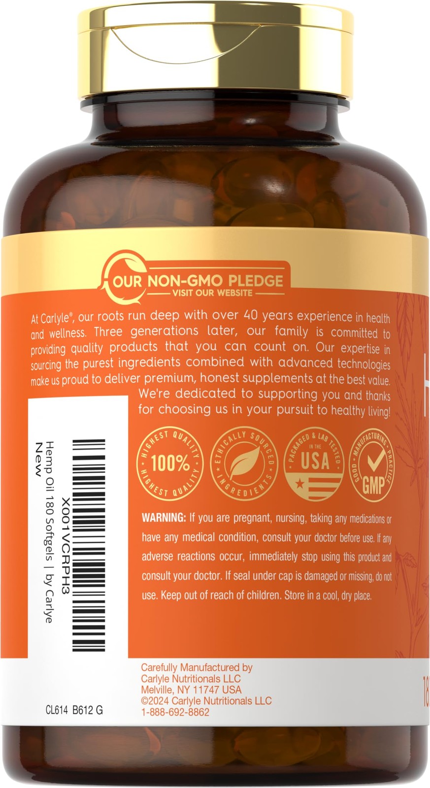 Carlyle Hemp Oil Capsules | 126,000 mg | 180 Softgels | 180 Count (Pack of 1)