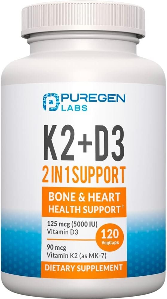 Puregen Labs K2+D3 2 In 1 Complex Bone and Heart Health Support