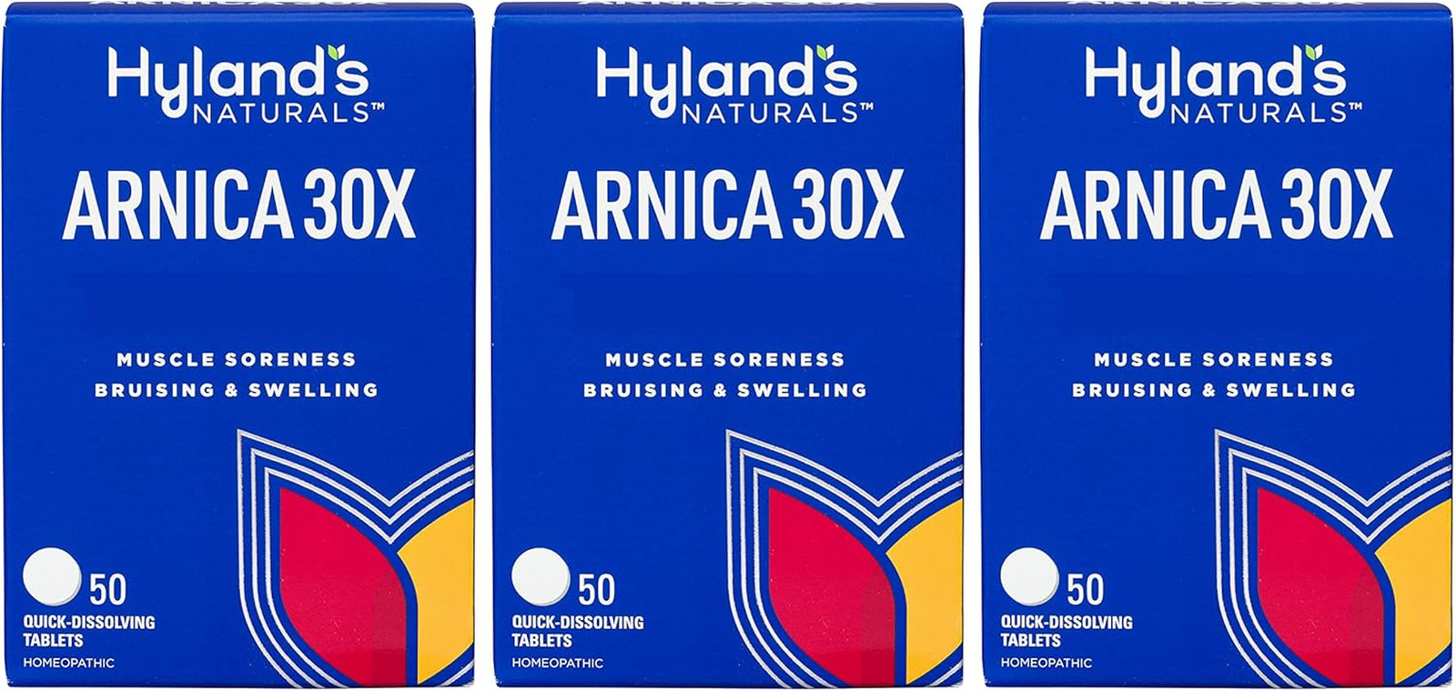 Hyland’s Arnica 30x 50 Tablets (3 Pack = 150 Tablets), Bruising, Swelling, Mu…