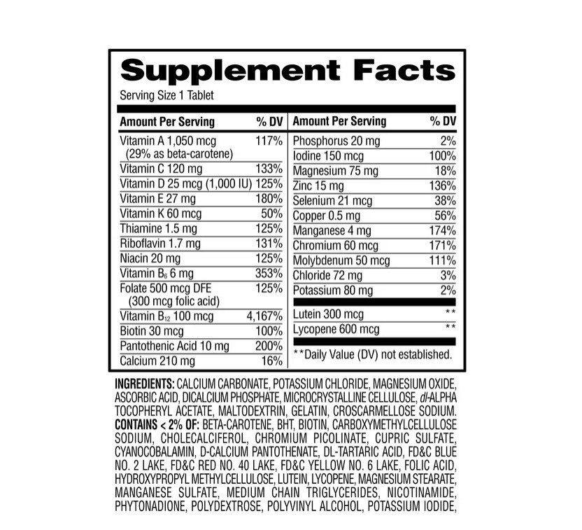 2 PACK Equate Complete Multivitamin/Multimineral Supplement Tablets, Men 50+