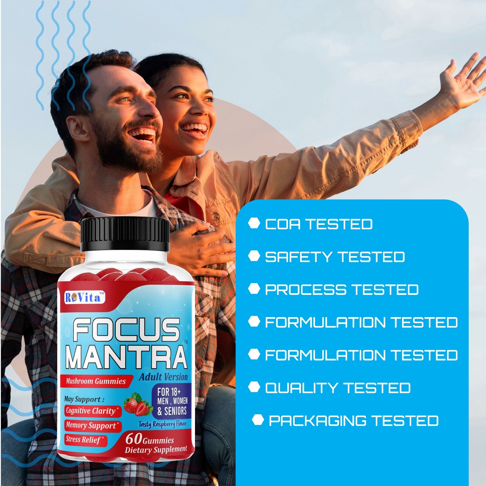 Mushroom Gummies | Brain Supplement for Memory & Focus | 60Gummy | Focus Mantra